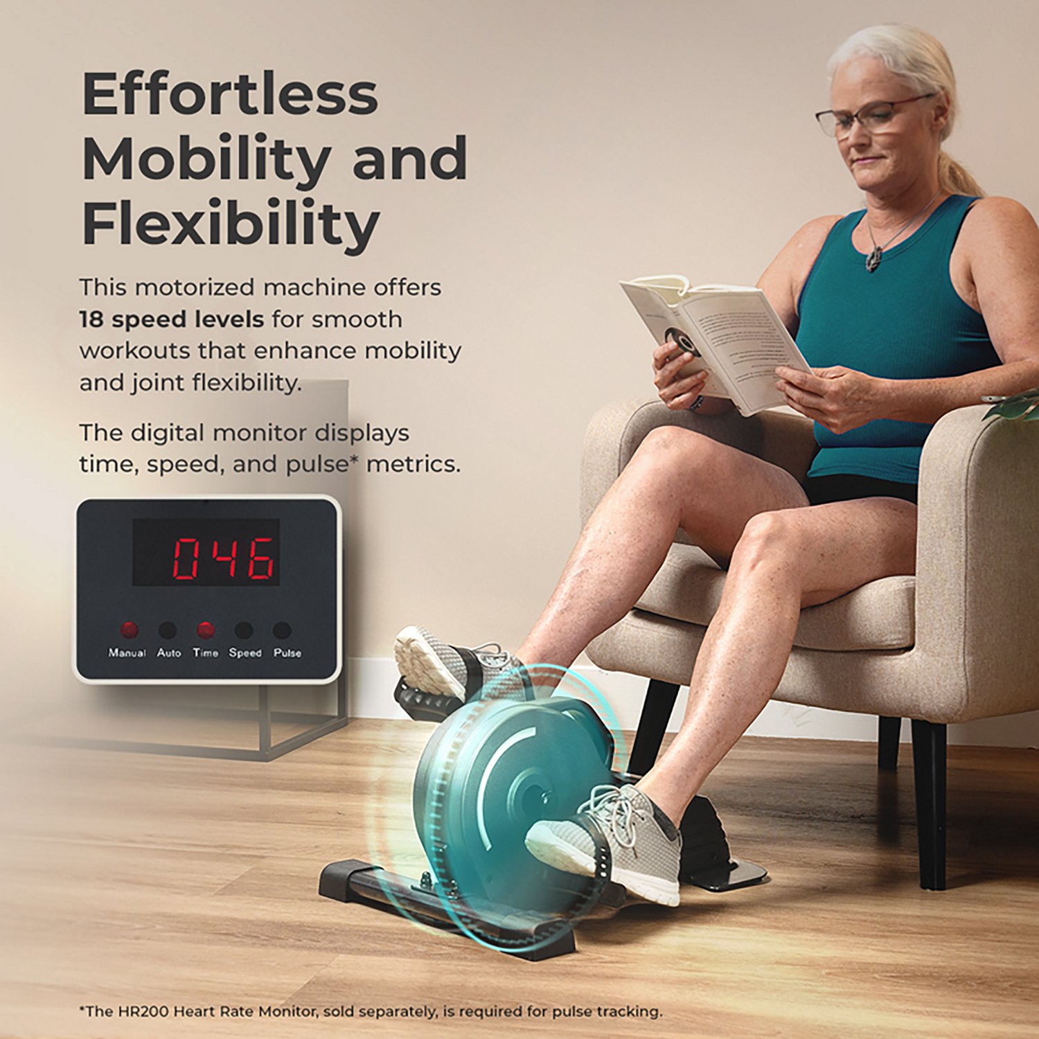 Sunny Health & Fitness Motorized Smart Under Desk Mini Bike - view number 5