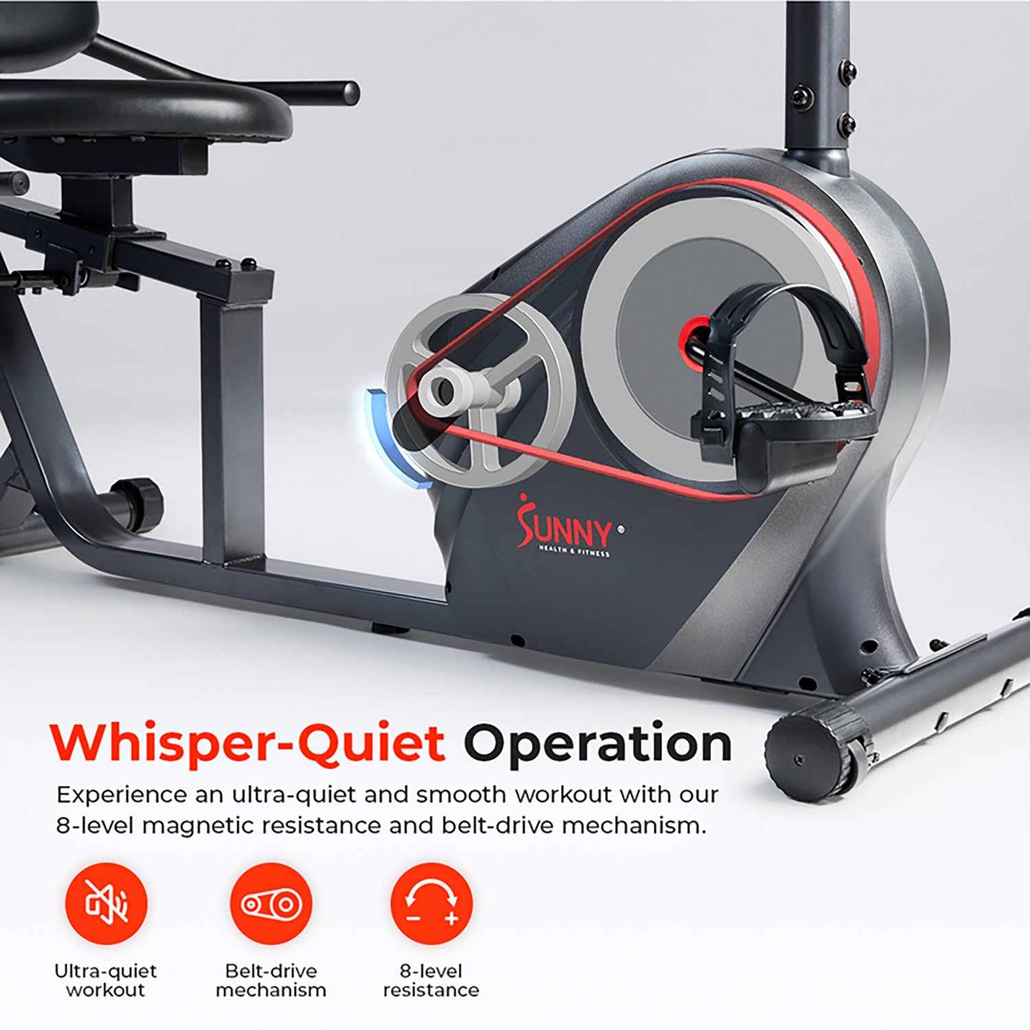 Sunny Health & Fitness Smart Magnetic Resistance Recumbent Bike - view number 5