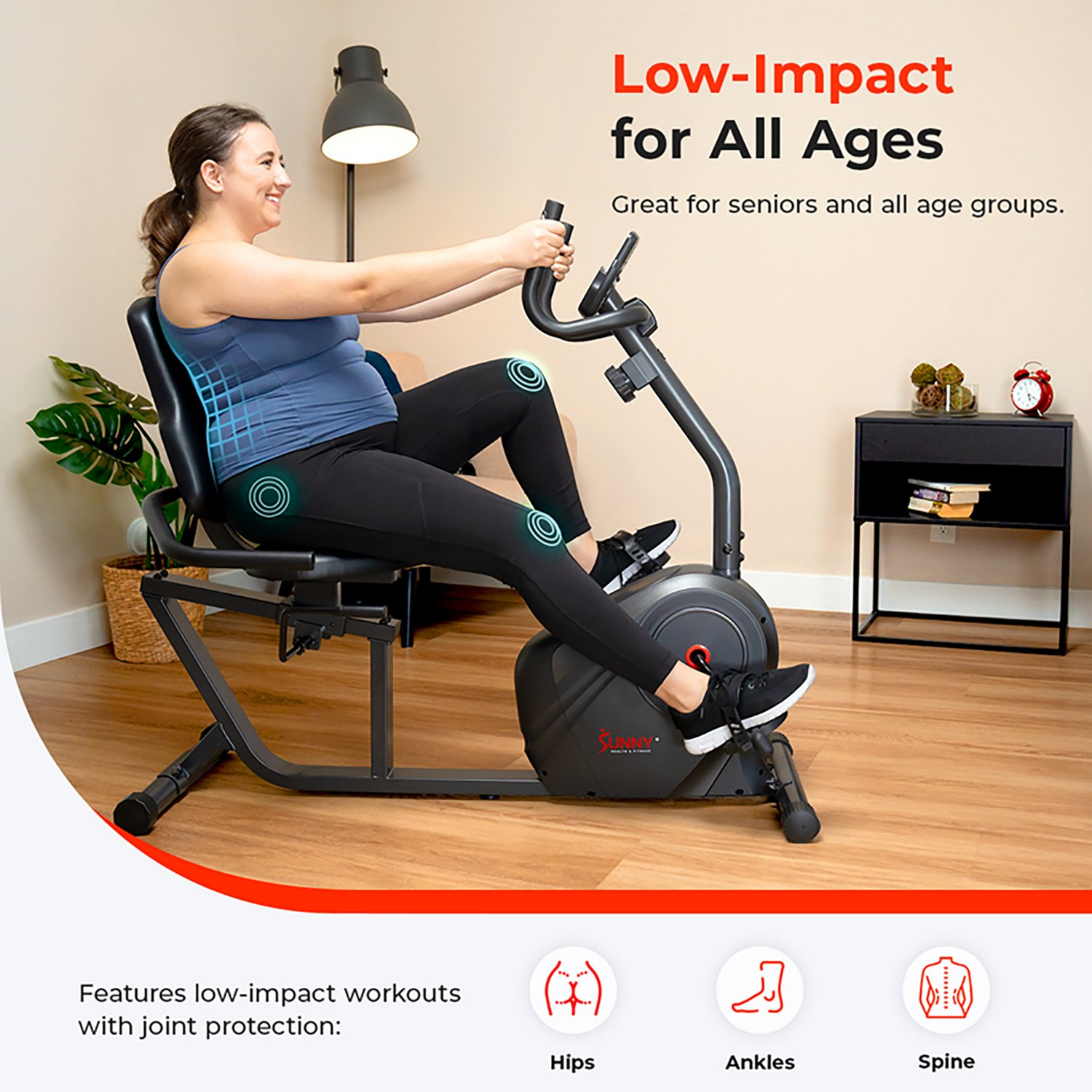 Sunny Health & Fitness Smart Magnetic Resistance Recumbent Bike - view number 6