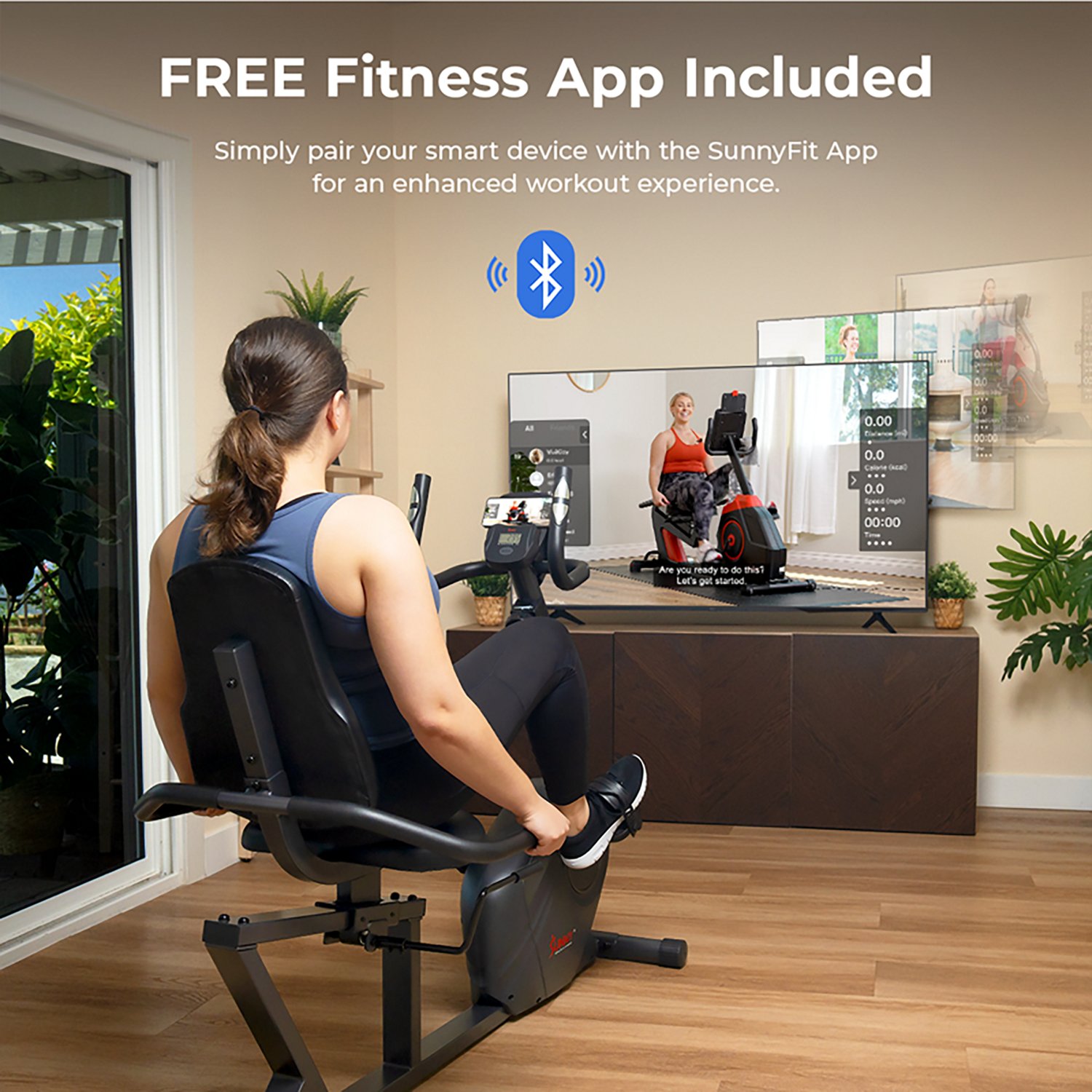 Sunny Health & Fitness Smart Magnetic Resistance Recumbent Bike - view number 7