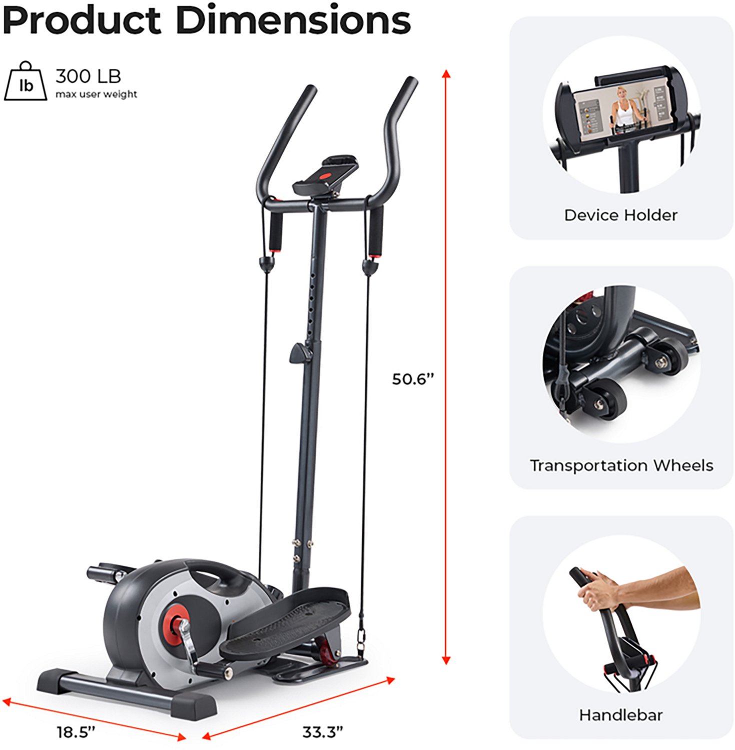 Sunny Health & Fitness Smart Stand Mini Elliptical Exercise Trainer - view number 3