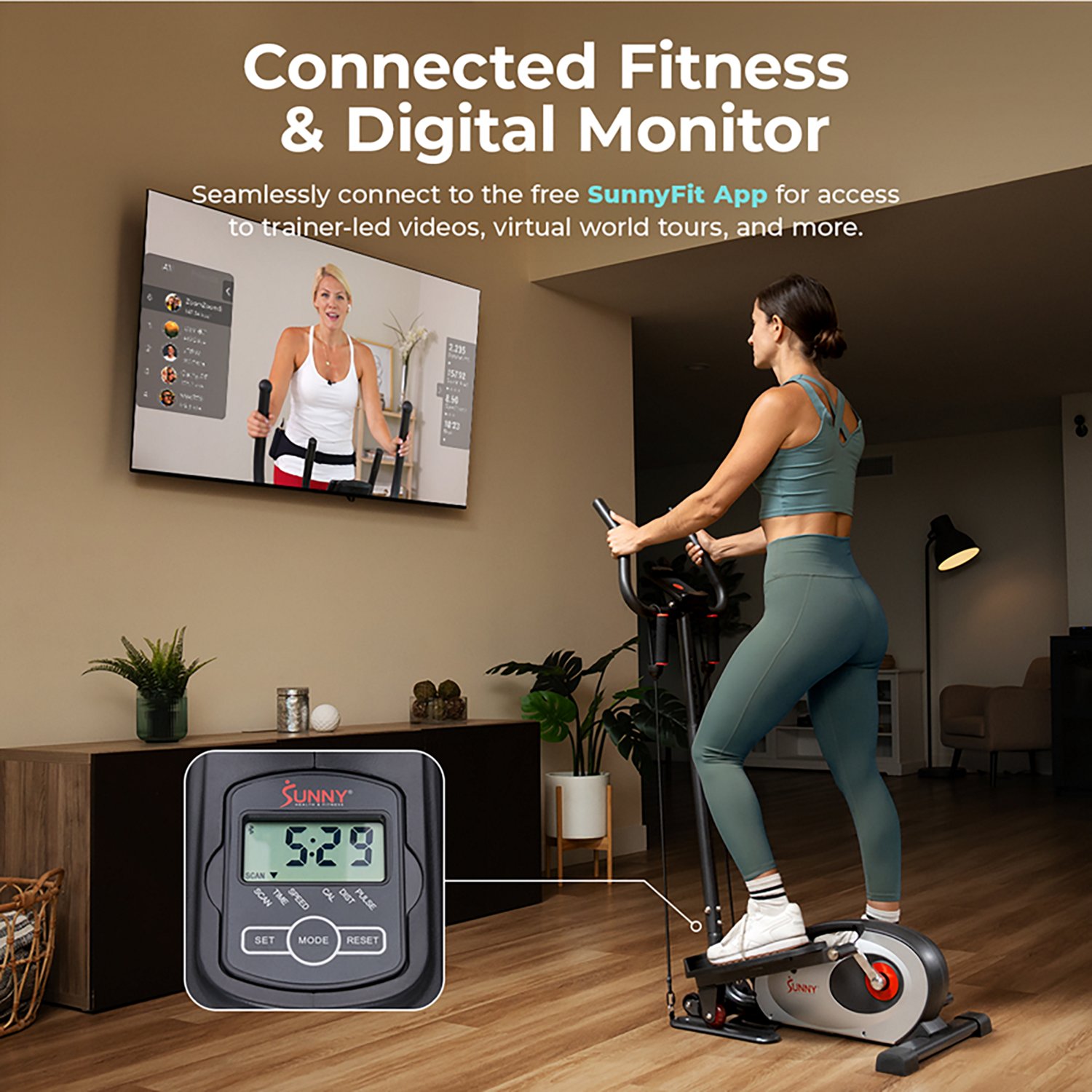 Sunny Health & Fitness Smart Stand Mini Elliptical Exercise Trainer - view number 5