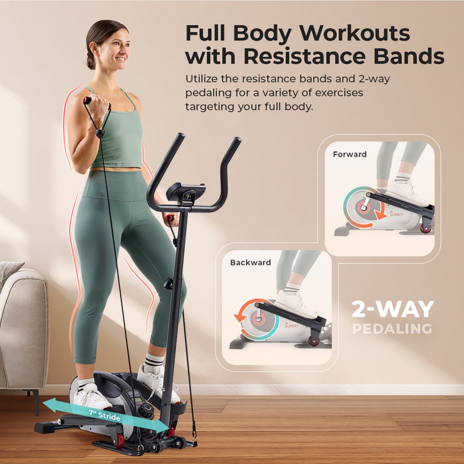 Sunny Health & Fitness Smart Stand Mini Elliptical Exercise Trainer - view number 6