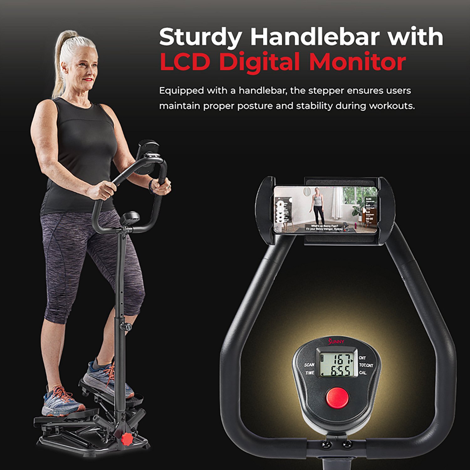 Sunny Health & Fitness Smart Twist Stair Stepper Machine with Handlebar - view number 6