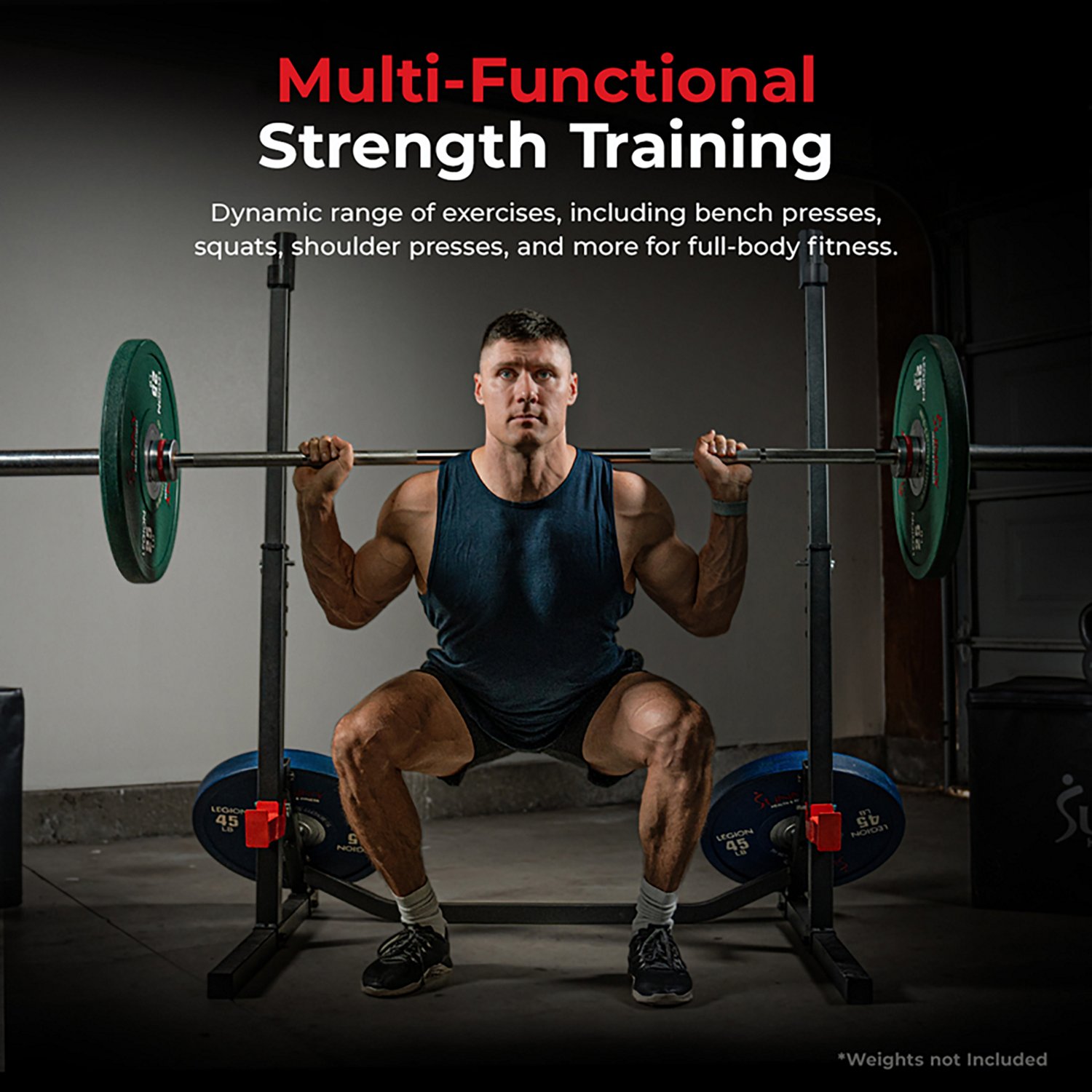 Sunny Health & Fitness Multifunctional Adjustable Bench Press Squat Rack                                                         - view number 6