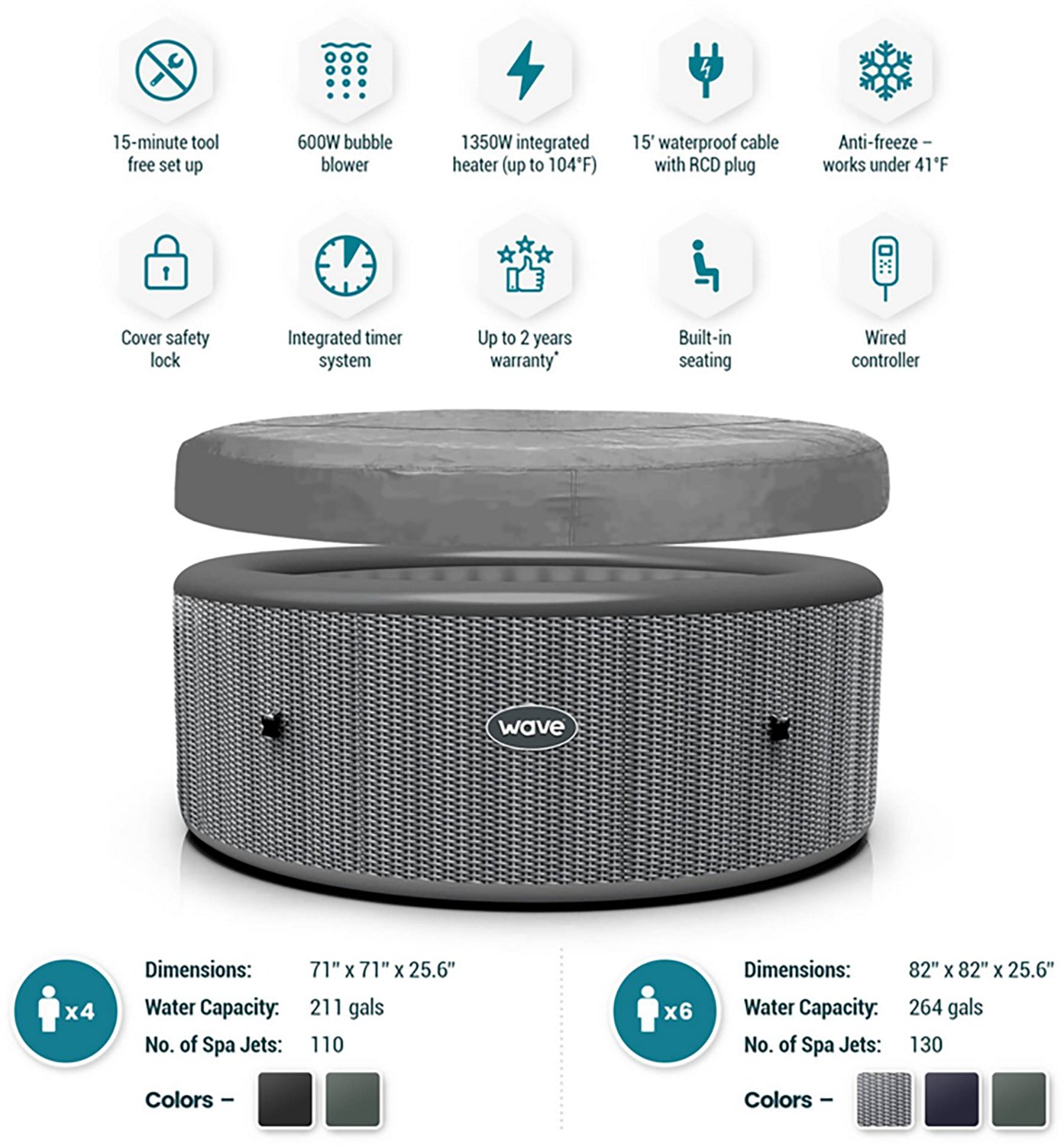 Wave Atlantic 7 ft Round Inflatable Hot Tub