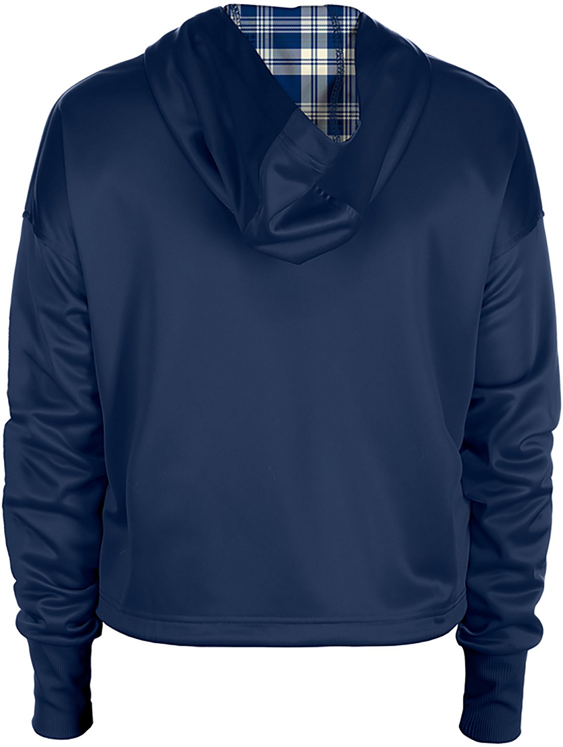 New Era Women's Dallas Cowboys 1/4 Zip Cropped Plaid Hooded Pullover  - view number 3