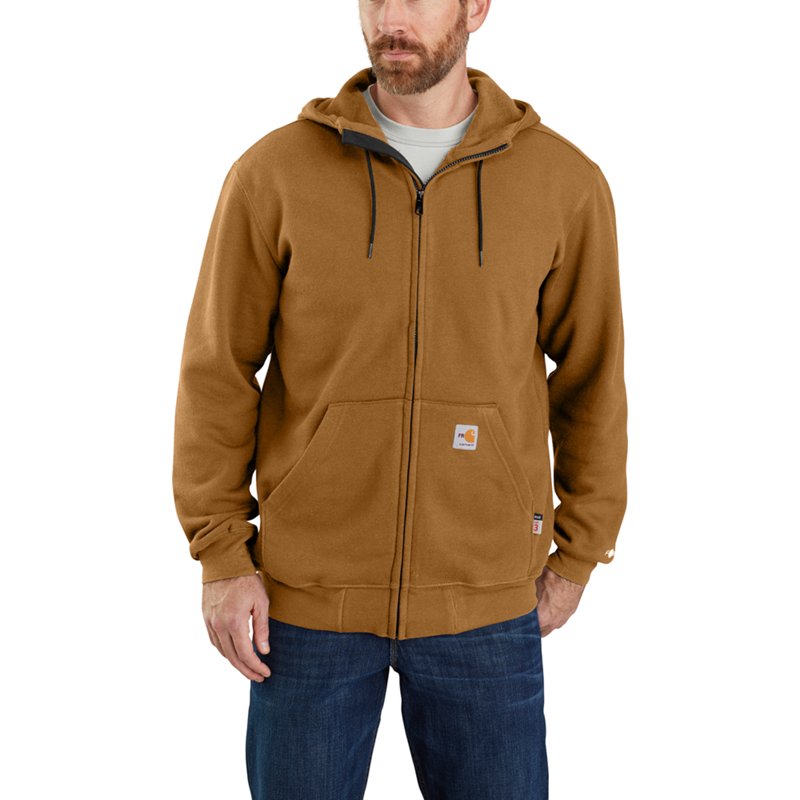 Carhartt Flame-Resistant Force Original Fit Midweight Hooded Long-Sleeve Sweatshirt for Men - Carhartt Brown