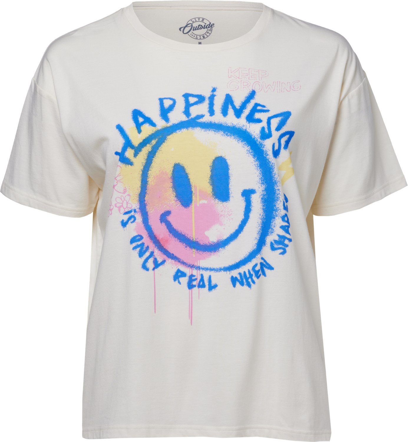 Live Outside the Limits Women's Happiness Oversized Graphic T-shirt