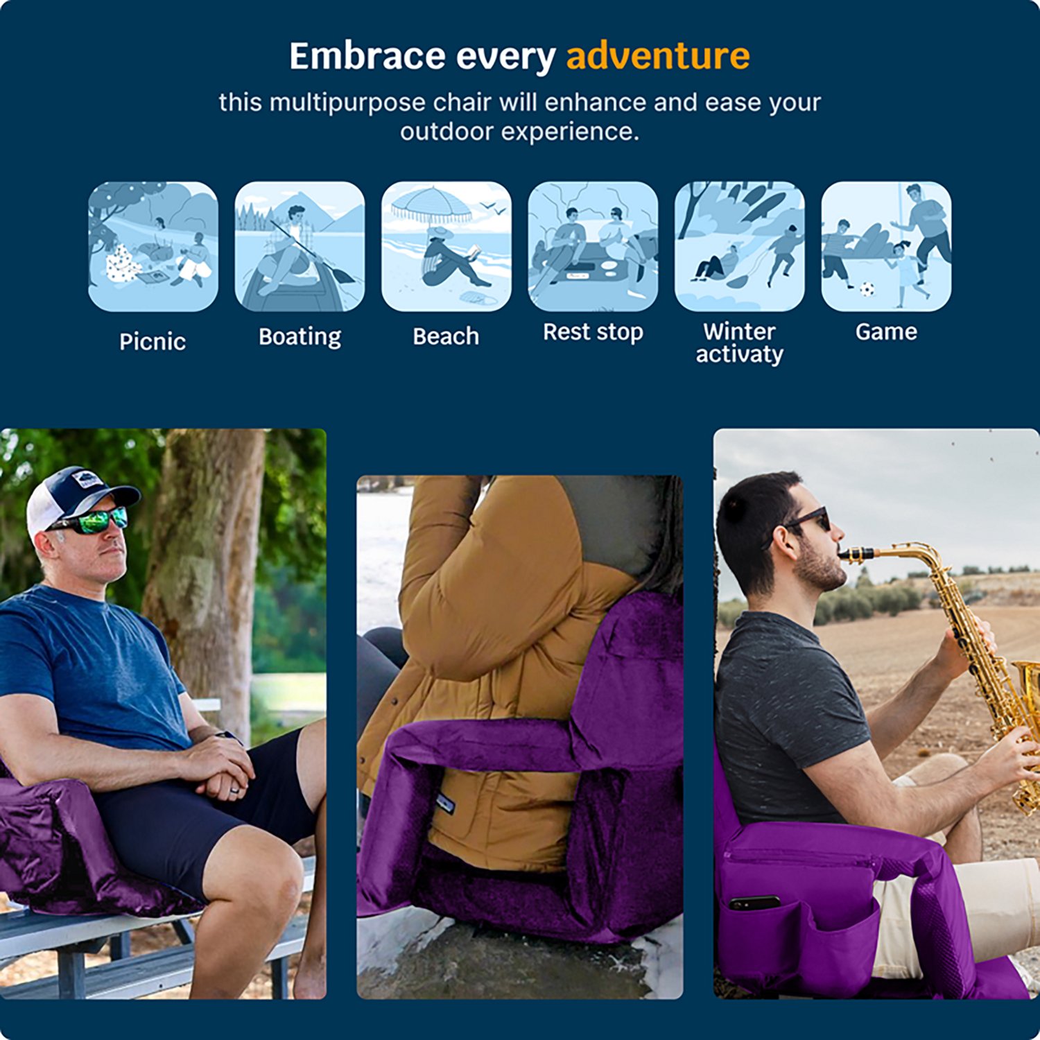Alpcour Premium Reclining Extra Wide Stadium Seat                                                                                - view number 6
