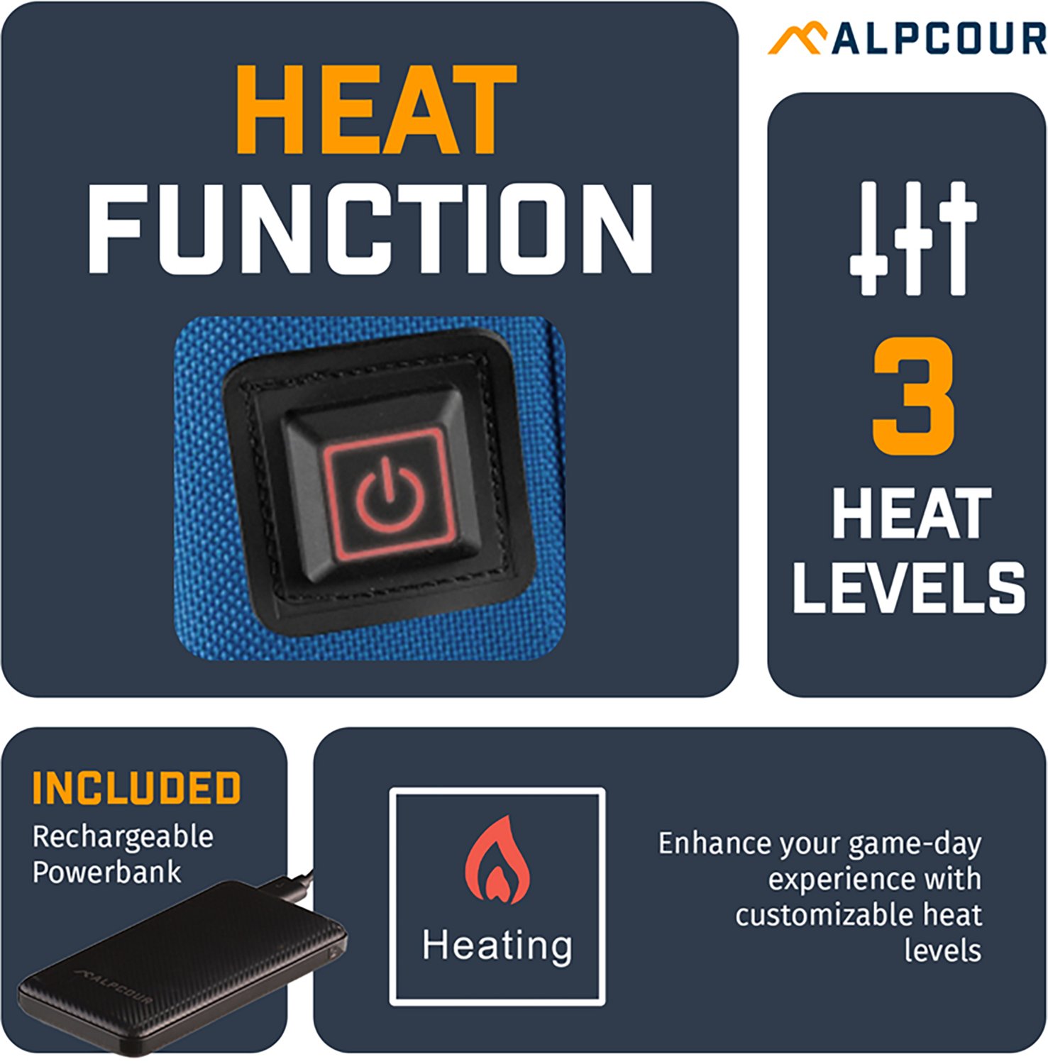 Alpcour Portable Extra Thick Heated Stadium Seat Cushion                                                                         - view number 3