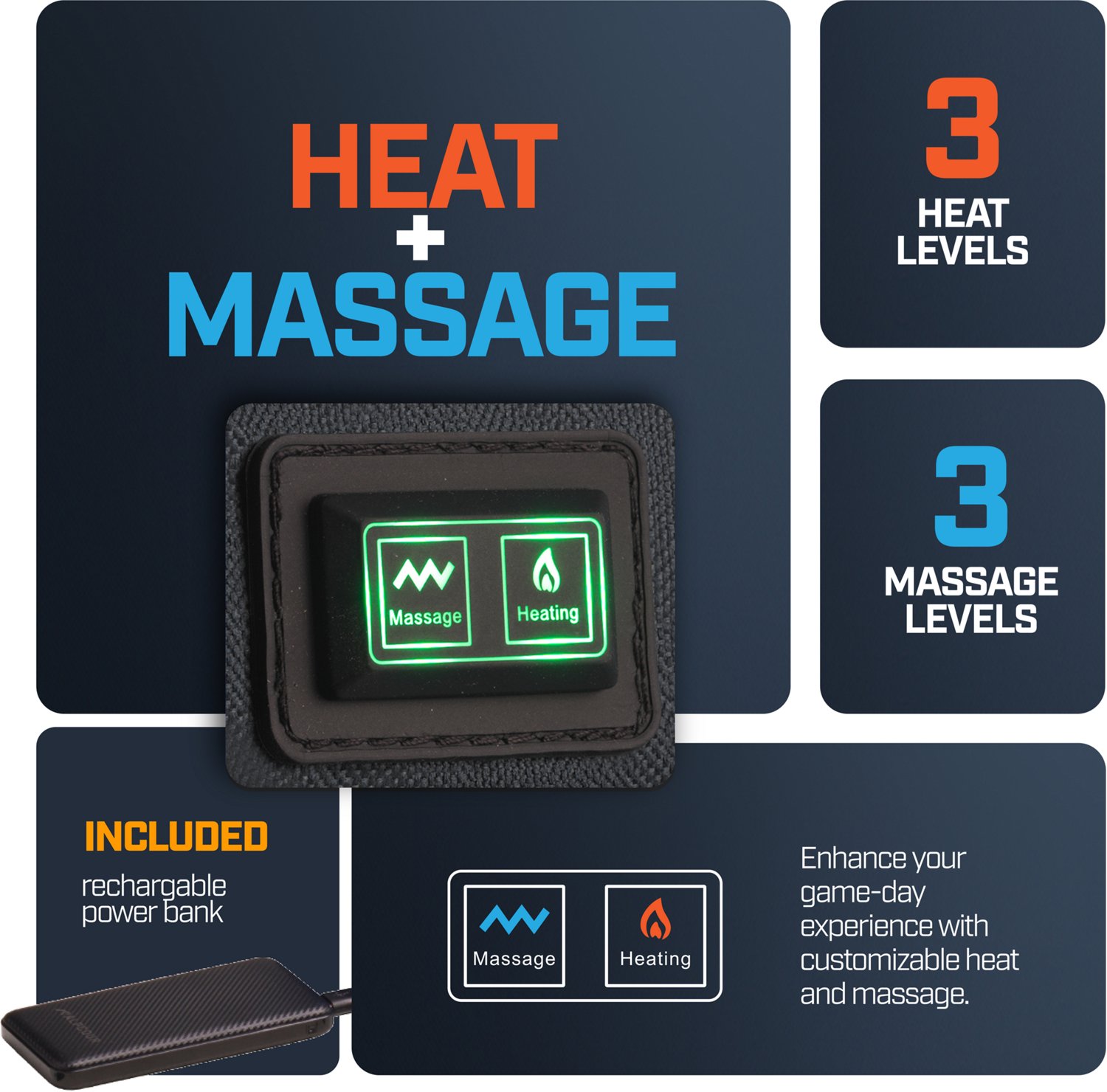 Alpcour Folding Reclining Heated Massage Wide Stadium Seat - view number 3