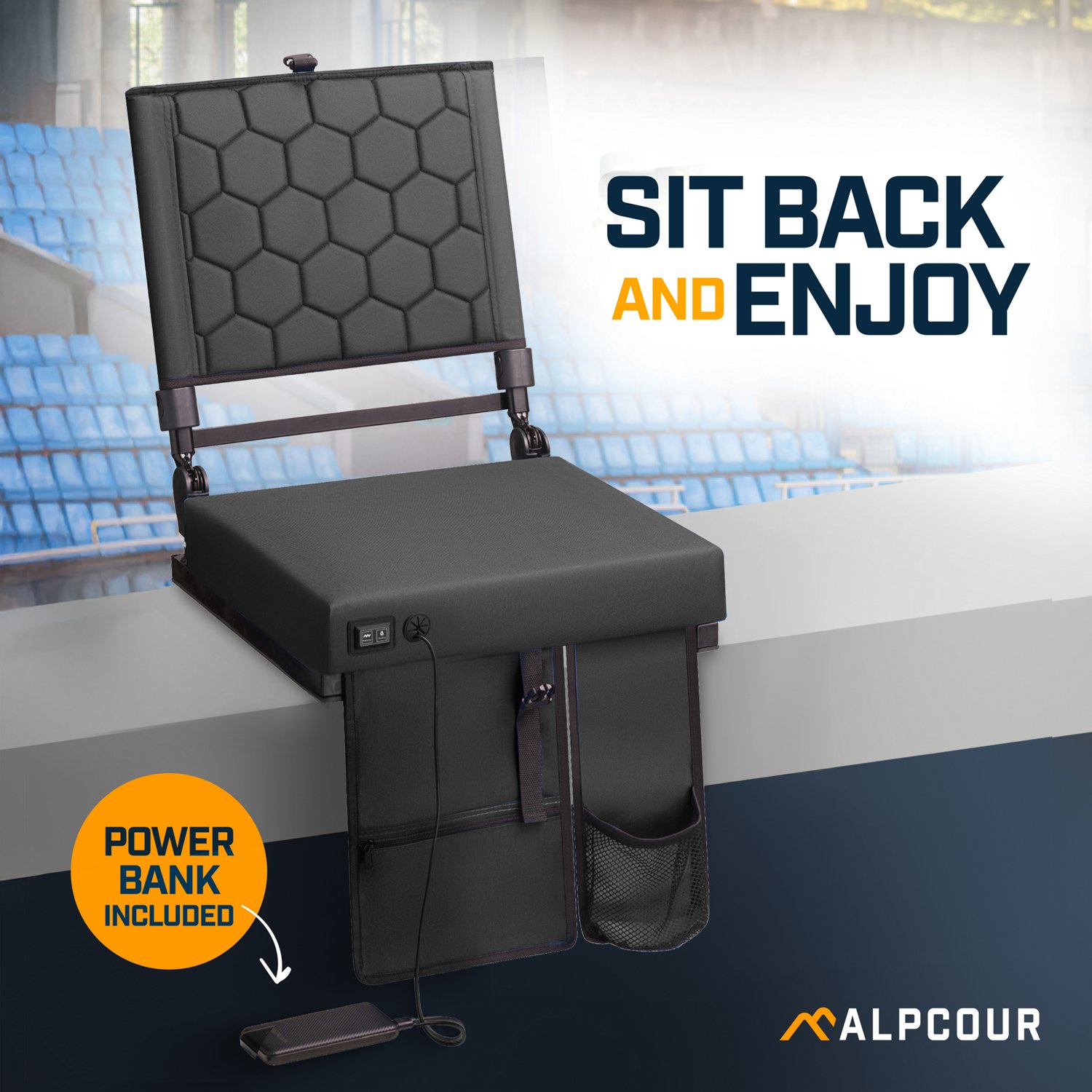 Alpcour Folding Reclining Heated Massage Wide Stadium Seat - view number 7