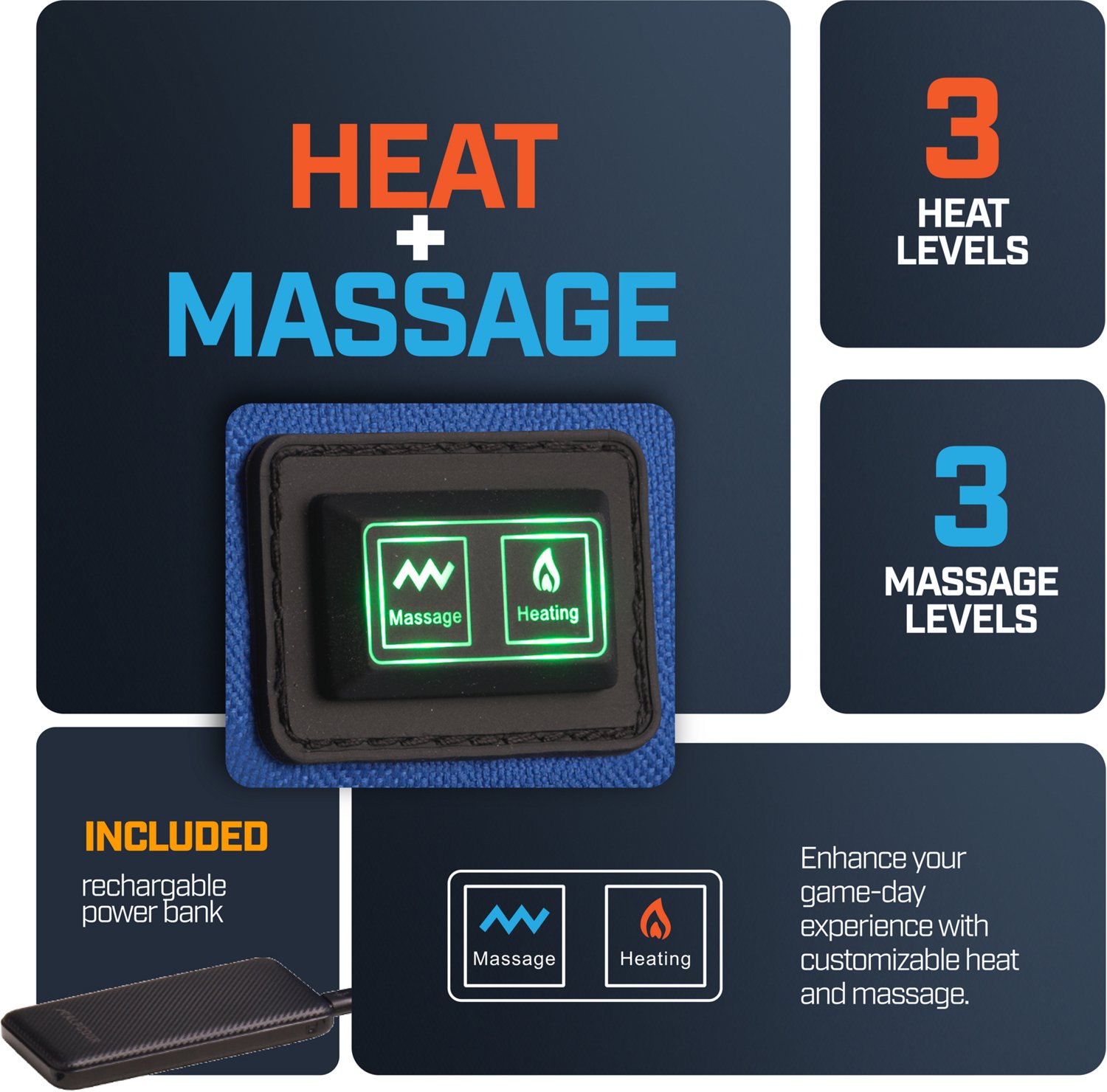 Alpcour Folding Reclining Heated Massage Extra Large Stadium Seat - view number 3