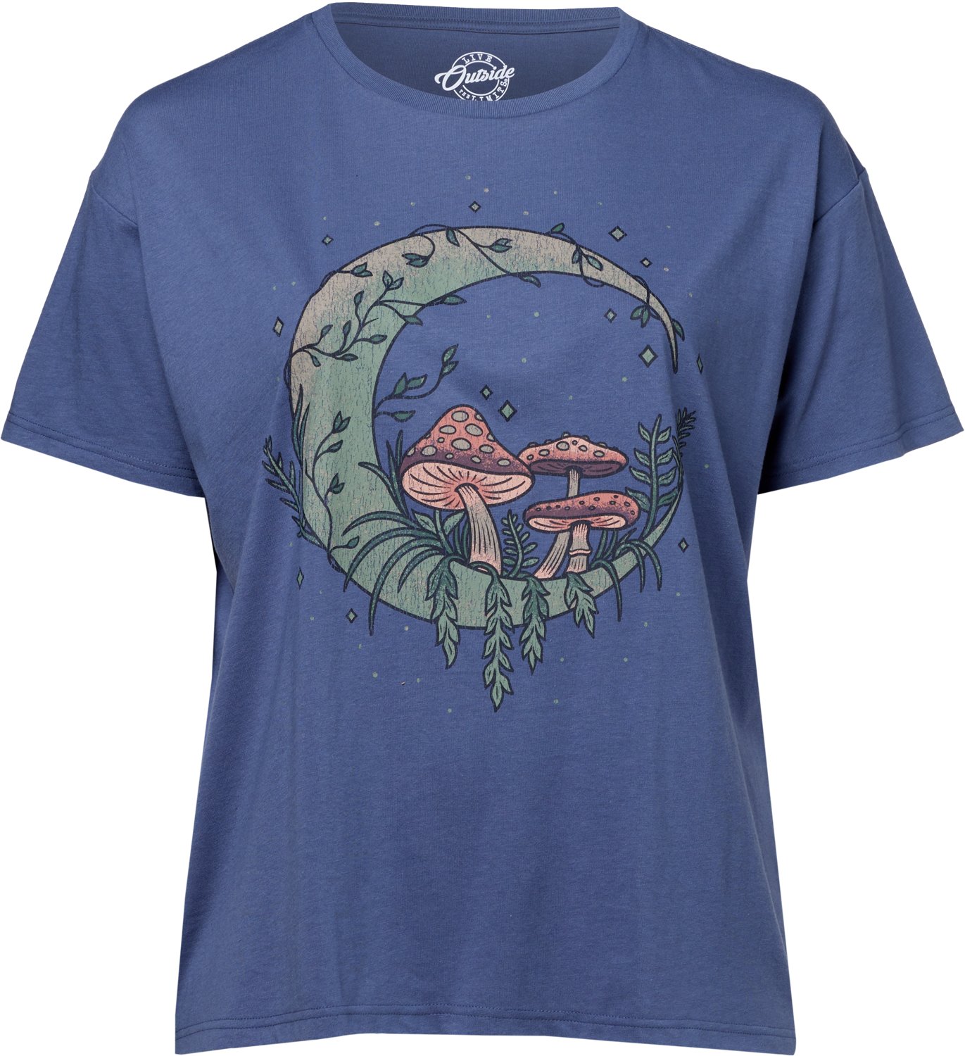 Live Outside the Limits Women's Mushroom Moon Oversized Graphic T-shirt