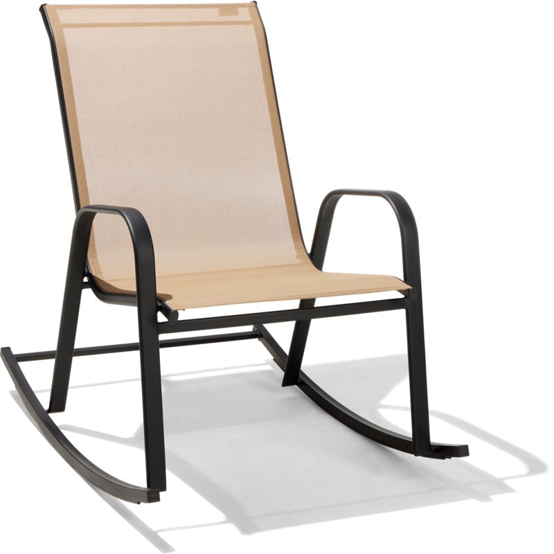 Mosaic Livingston Oversize Sling Stack Rocker Chair Brown/Black - Patio Accessories/Heating at Academy Sports