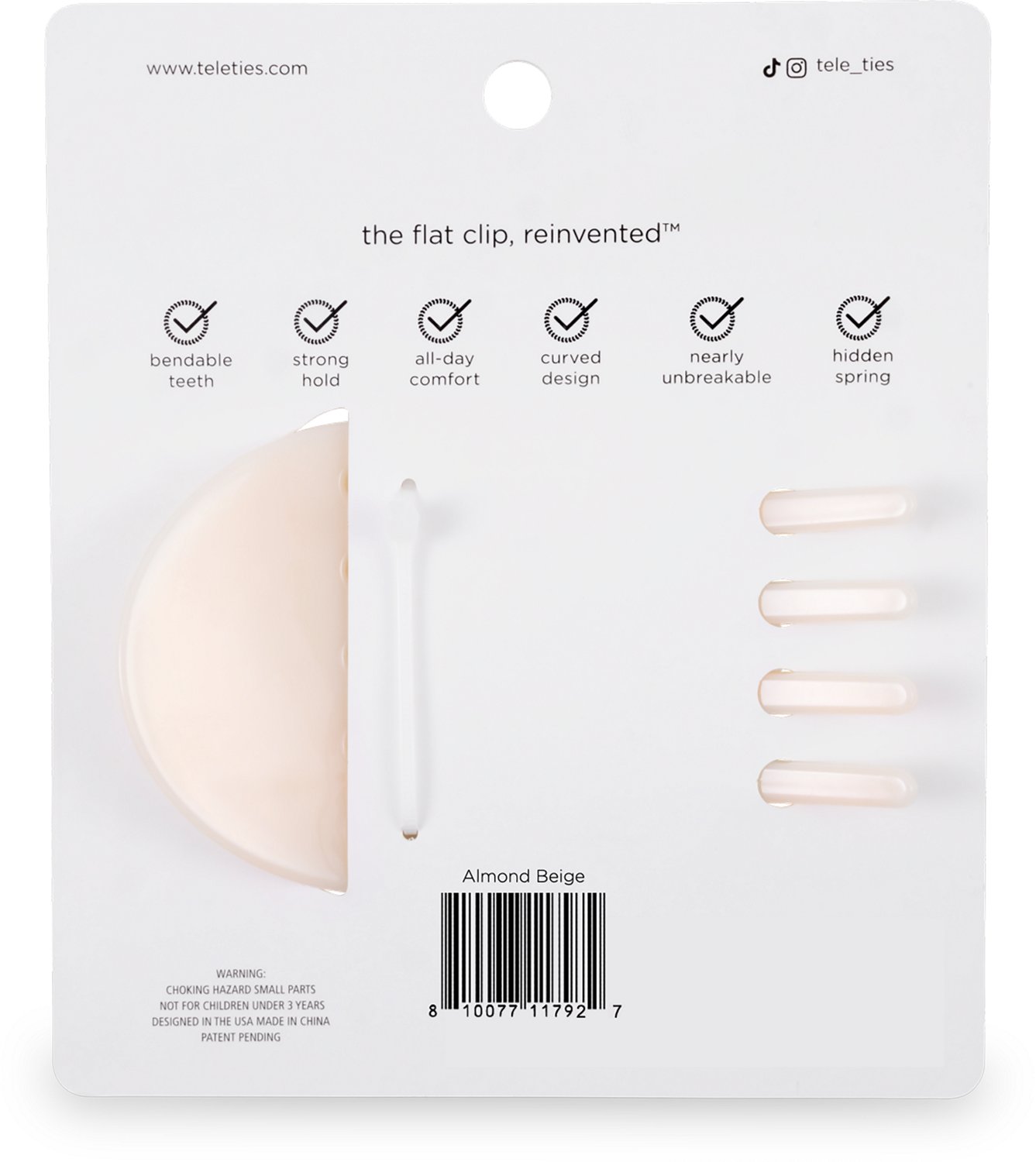 Teleties Almond Beige Large Flat Round Hair Clip                                                                                 - view number 2