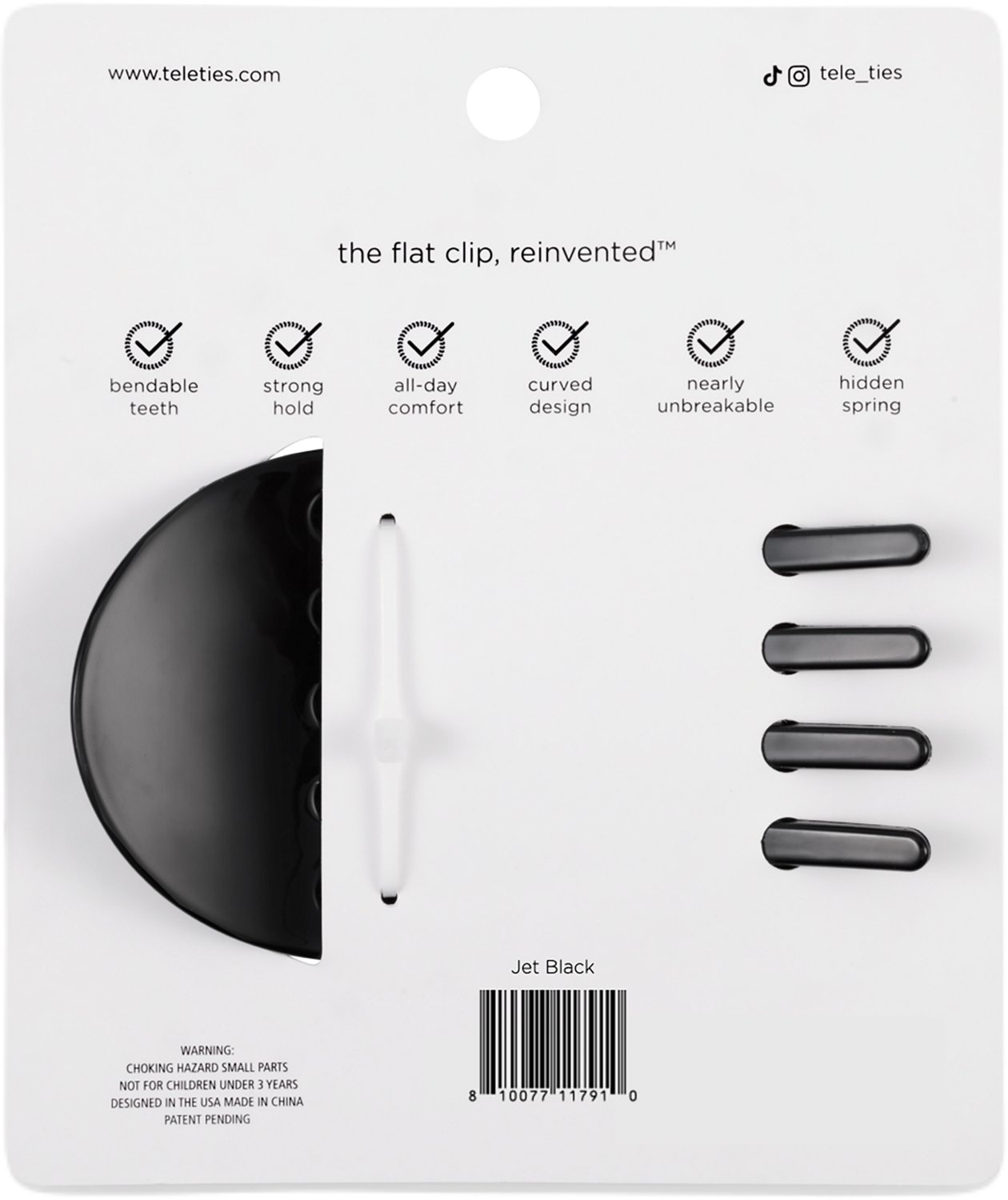 Teleties Jet Black Large Flat Round Hair Clip                                                                                    - view number 2