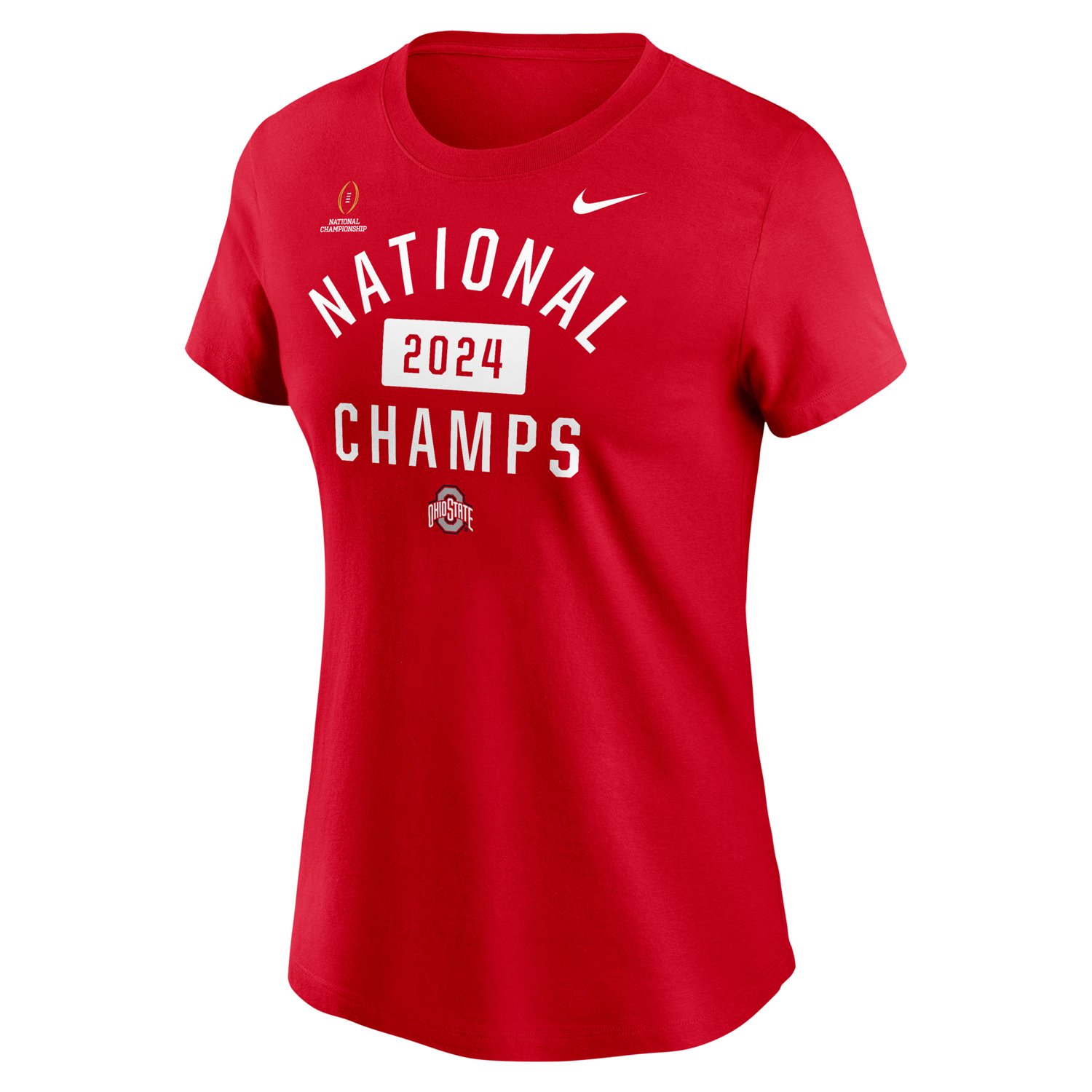Nike Women's Ohio State Buckeyes 2024 CFP National Champions Pillbox Short Sleeve Tee