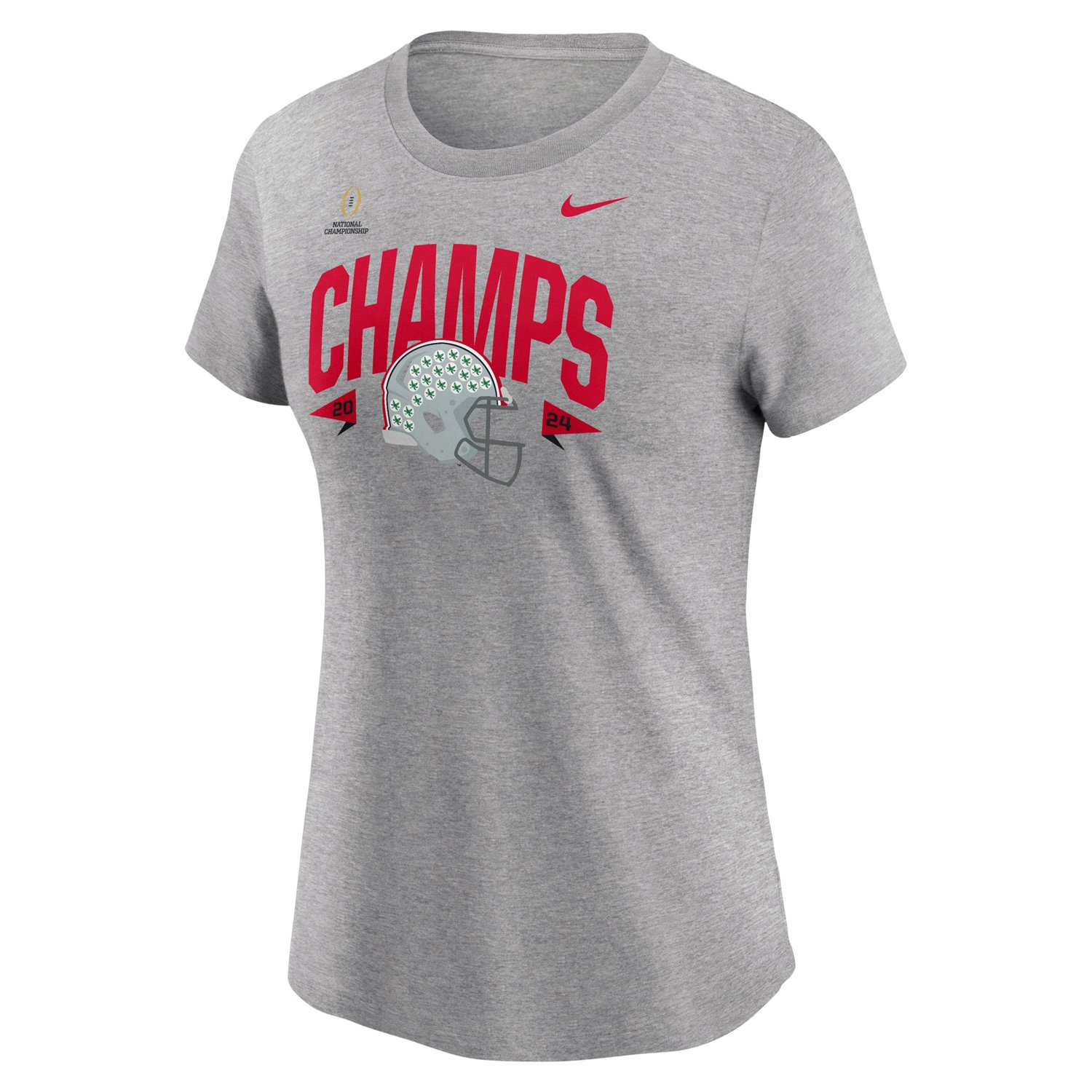 Nike Women's Ohio State Buckeyes 2024 CFP National Champions Helmet Short Sleeve Tee