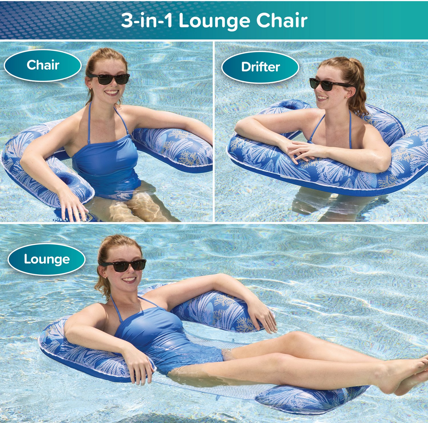Aqua Leisure 3-in-1 Pool Float Lounge Chair and Drifter                                                                          - view number 6