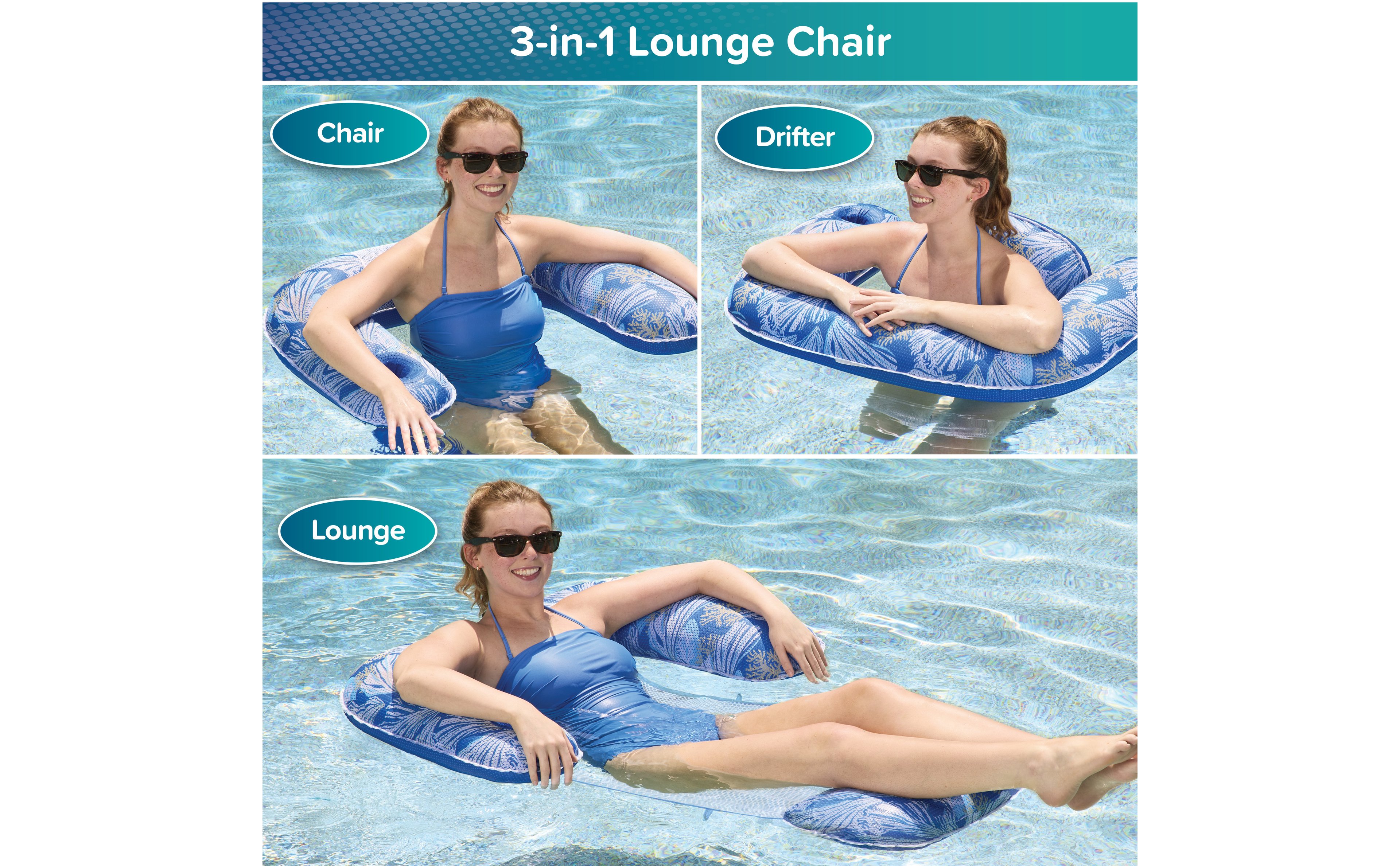 Aqua Leisure 3-in-1 Pool Float Lounge Chair and Drifter