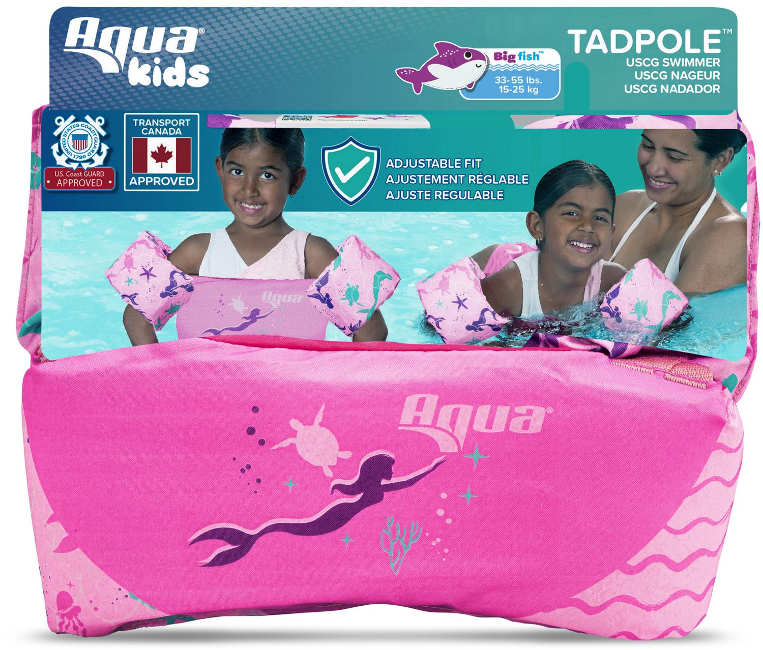 Aqua-Leisure Kids' Tadpole Swimmer Mermaid USCG Level 70 Life Vest                                                               - view number 2