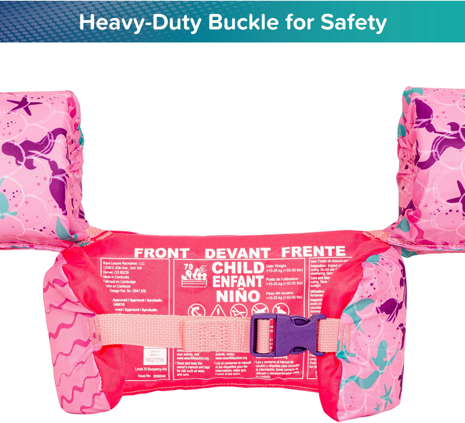 Aqua-Leisure Kids' Tadpole Swimmer Mermaid USCG Level 70 Life Vest                                                               - view number 4