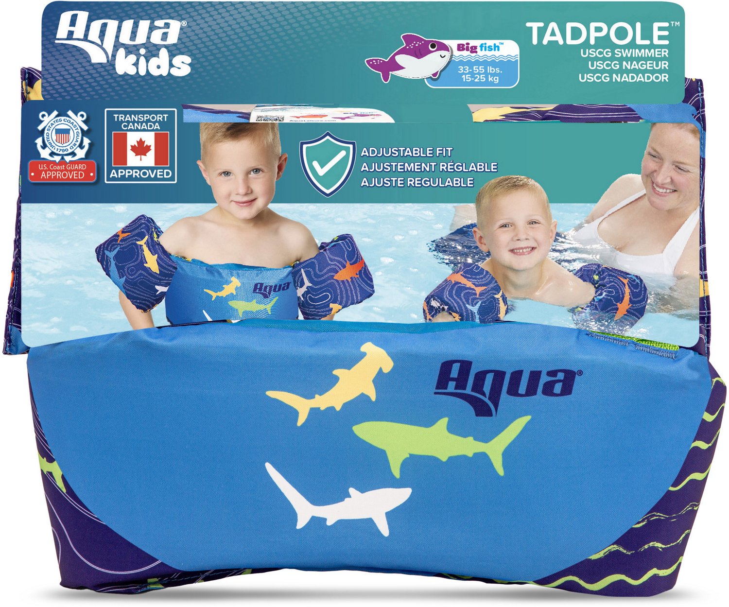 Aqua-Leisure Kids' Tadpole Swimmer Shark USCG Level 70 Life Vest                                                                 - view number 2