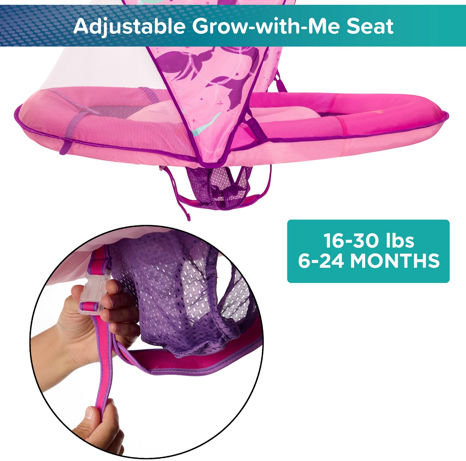 Aqua-Leisure Kids' Mermaid Fabric Baby Float with Canopy                                                                         - view number 6