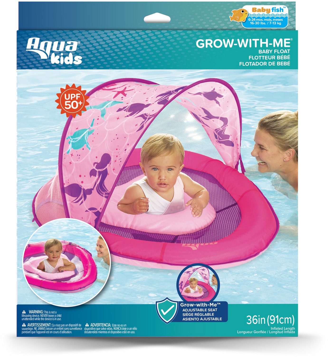 Aqua-Leisure Kids' Mermaid Fabric Baby Float with Canopy                                                                         - view number 7
