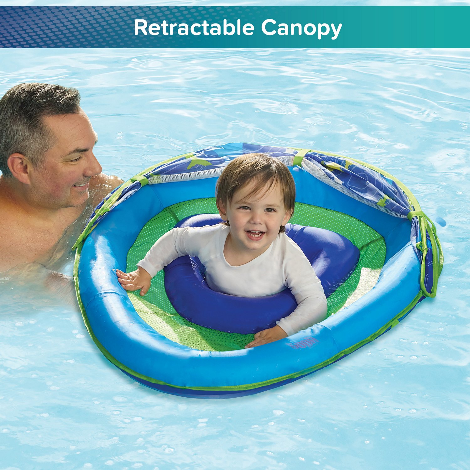 Aqua-Leisure Kids' Shark Fabric Baby Float with Canopy                                                                           - view number 4
