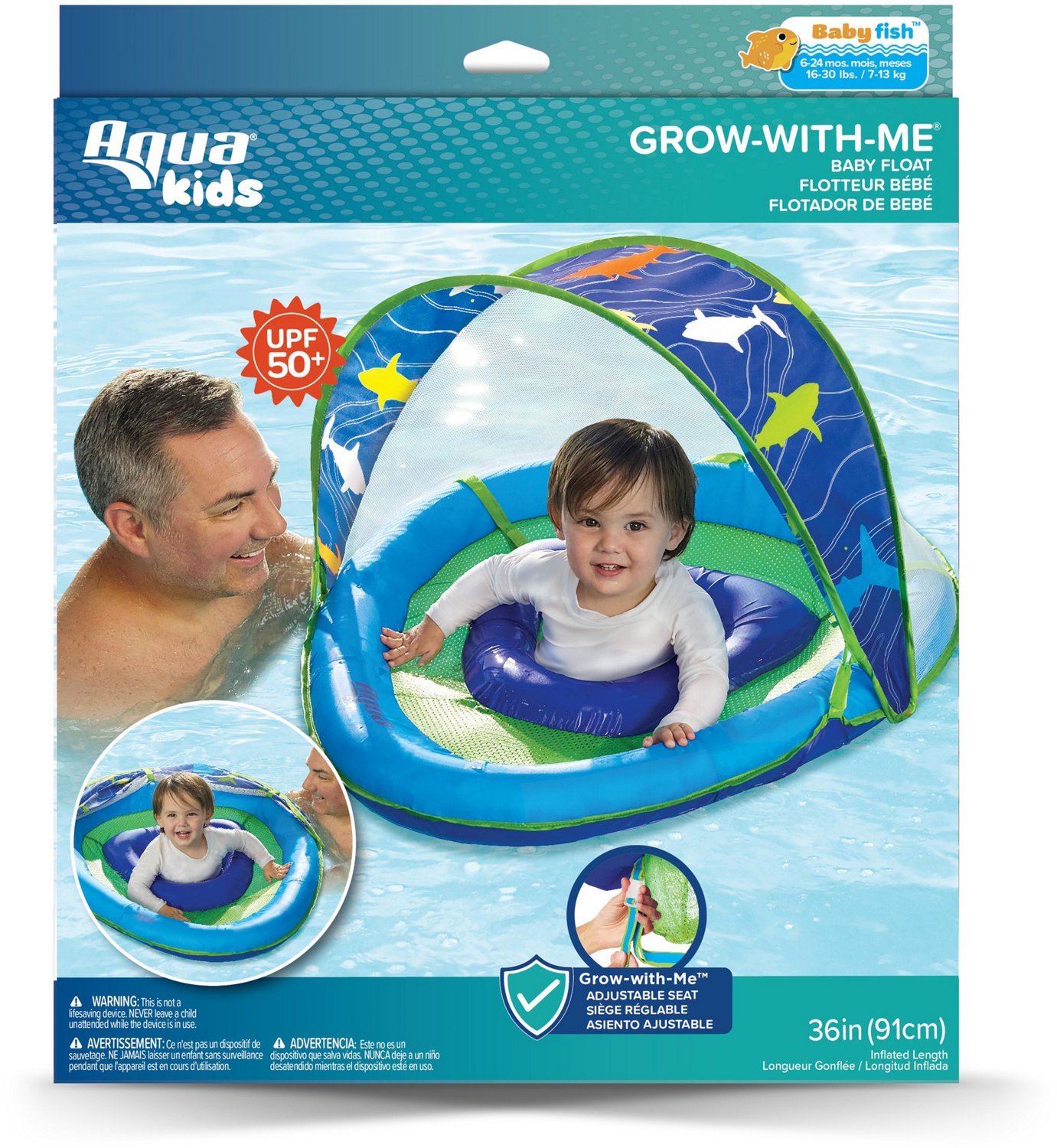Aqua-Leisure Kids' Shark Fabric Baby Float with Canopy                                                                           - view number 7