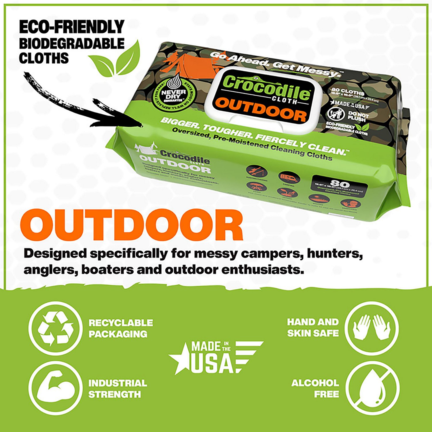 Crocodile Cloth Biodegradable Outdoor Wipes 80-Count                                                                             - view number 2
