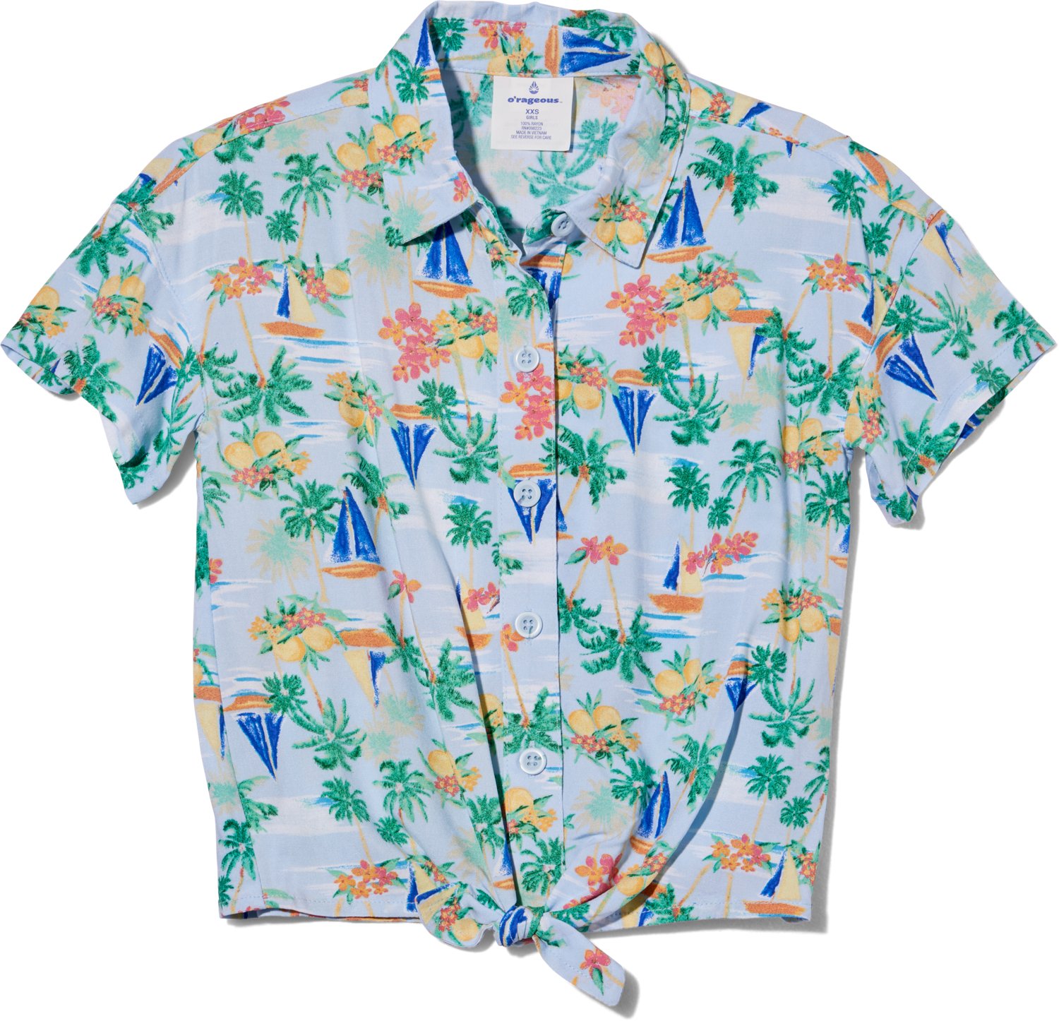 O'Rageous Girls' 4-7 Toile Short Sleeve Cabana Swim Top - view number 1