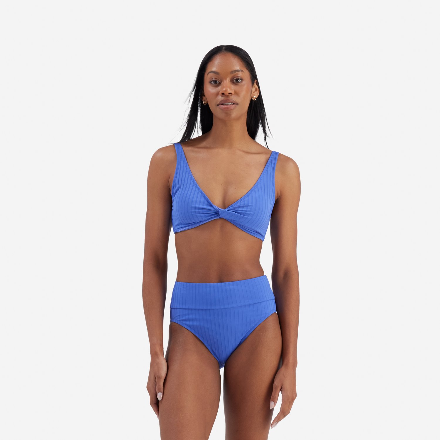 Freely Women's Clean Lines Twist Front Over The Shoulder Bralette Swim Top                                                       - view number 1
