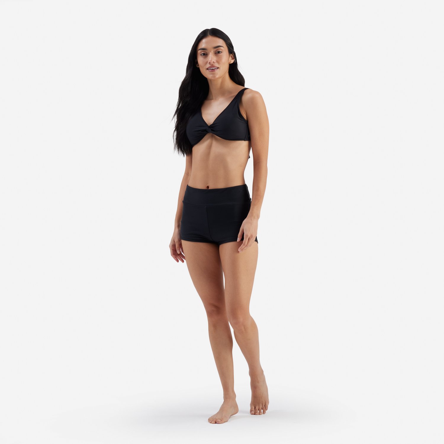 Freely Women's Solid Banded High Waisted Swim Boy ShortsÂ  - view number 2