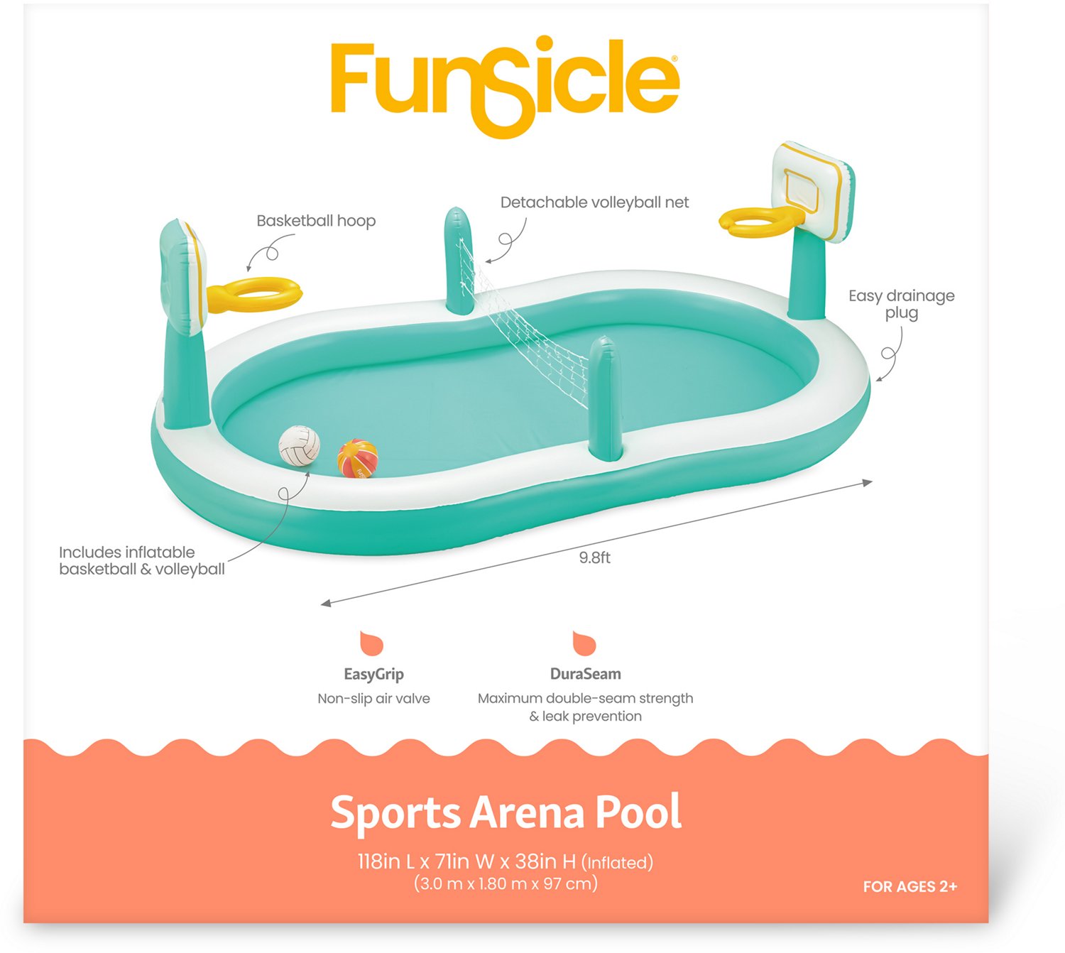 Funsicle Sports Arena 9.8 ft Inflatable Pool                                                                                     - view number 5