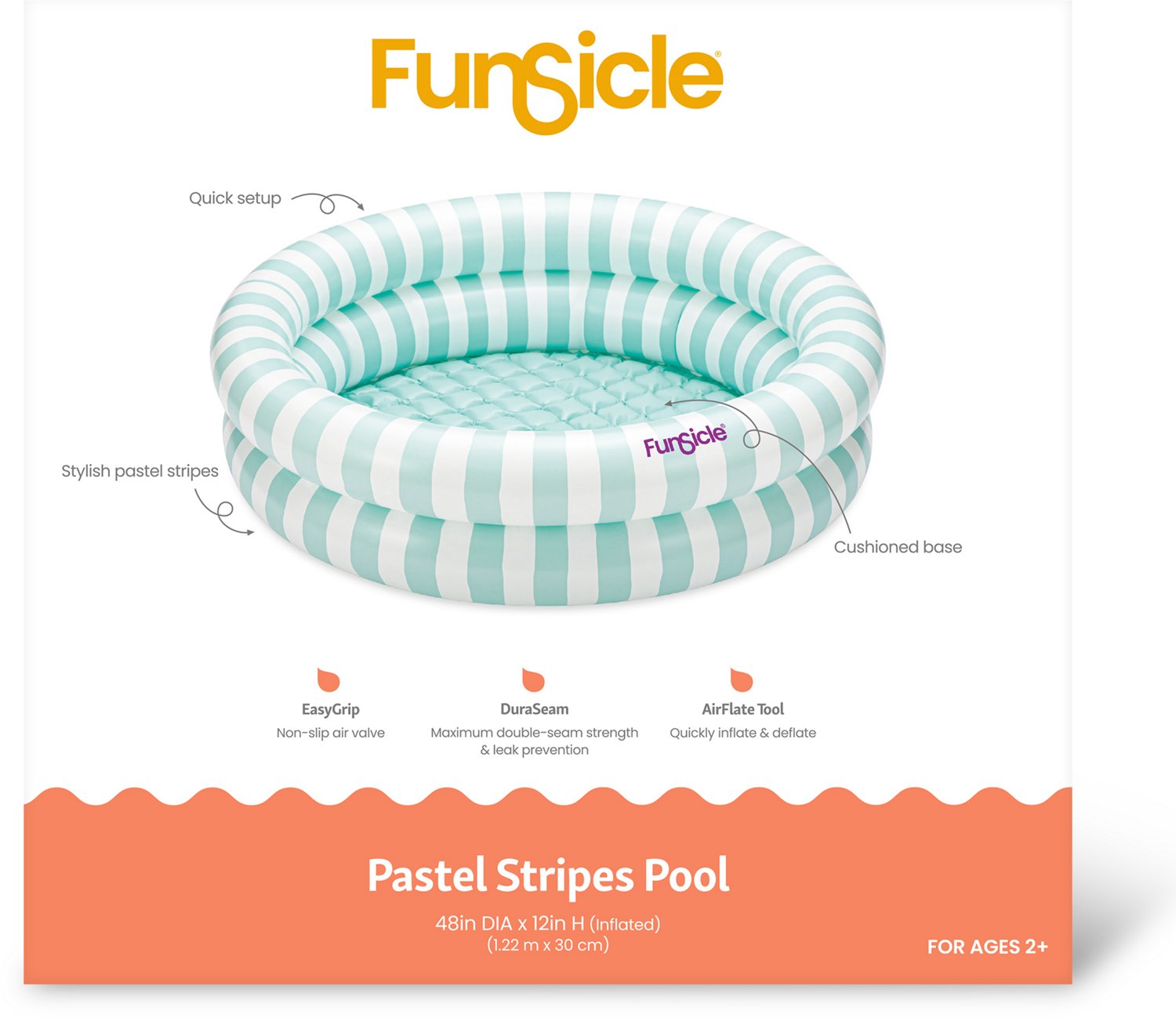 Funsicle Pastel Stripes 4 ft Inflatable Pool                                                                                     - view number 5
