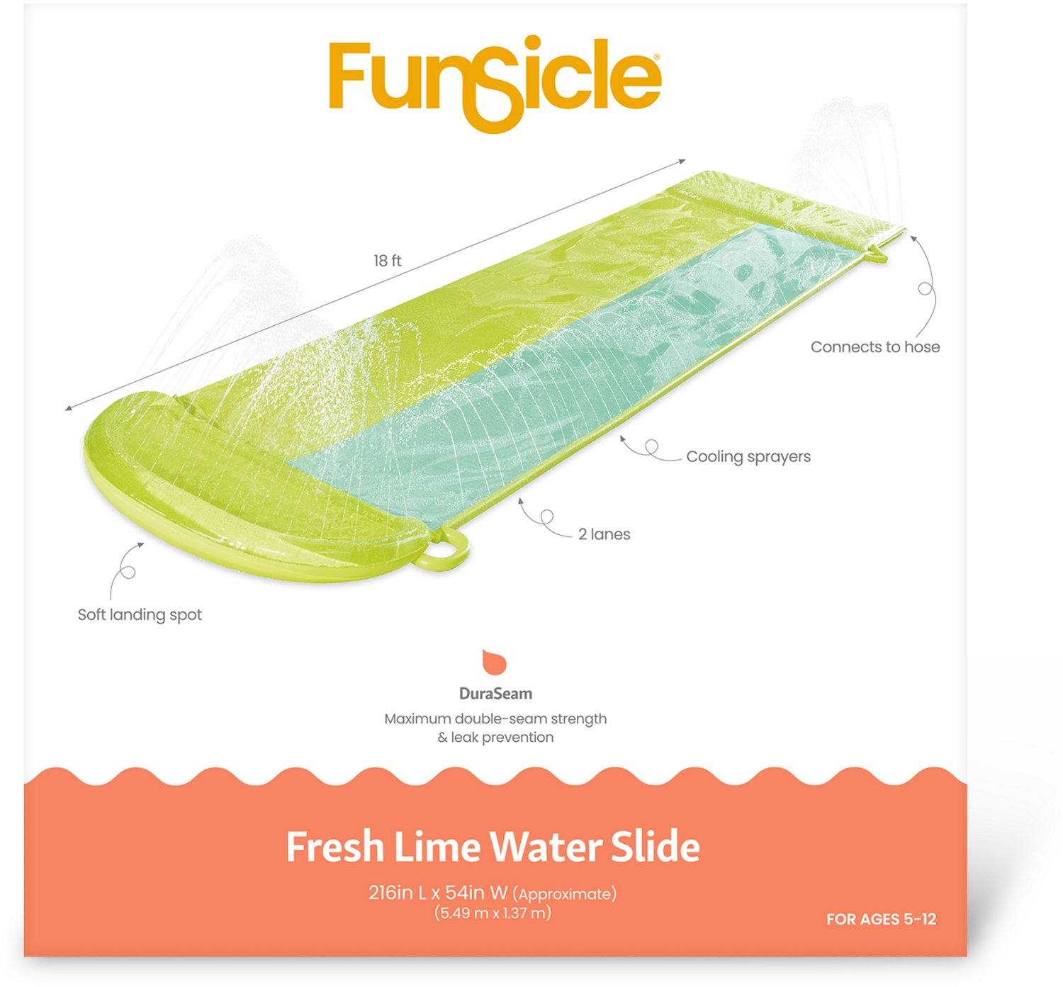 Funsicle Fresh Lime 2-Lane 18 ft Water Slide