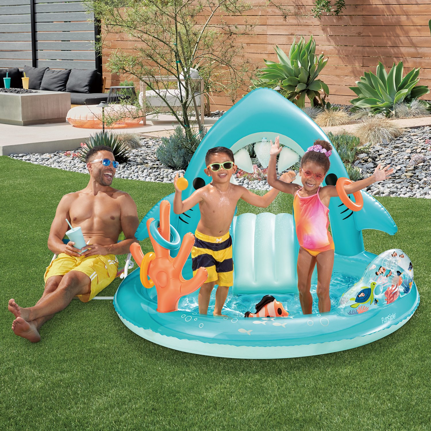 Funsicle Shark Jaws Playcenter 5.8 ft Inflatable Pool