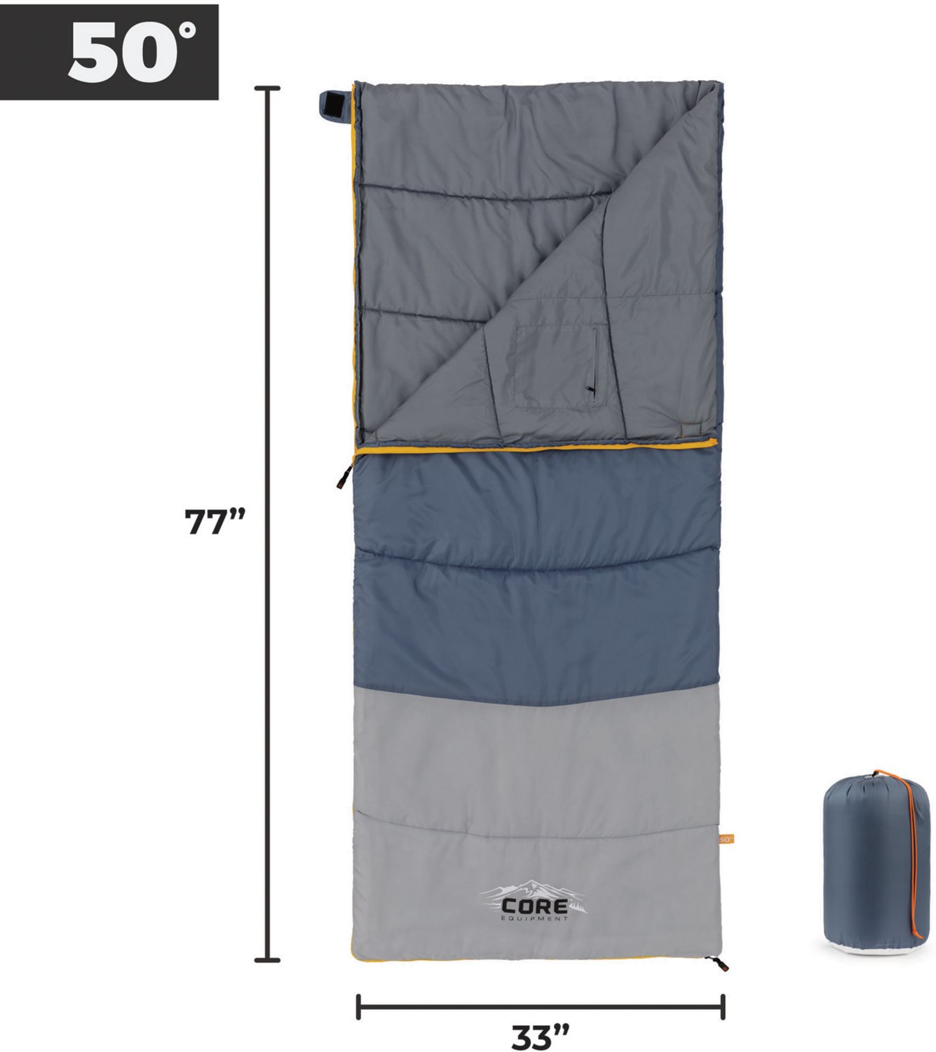 CORE Equipment 50F Rectangle Sleeping Bag - view number 2