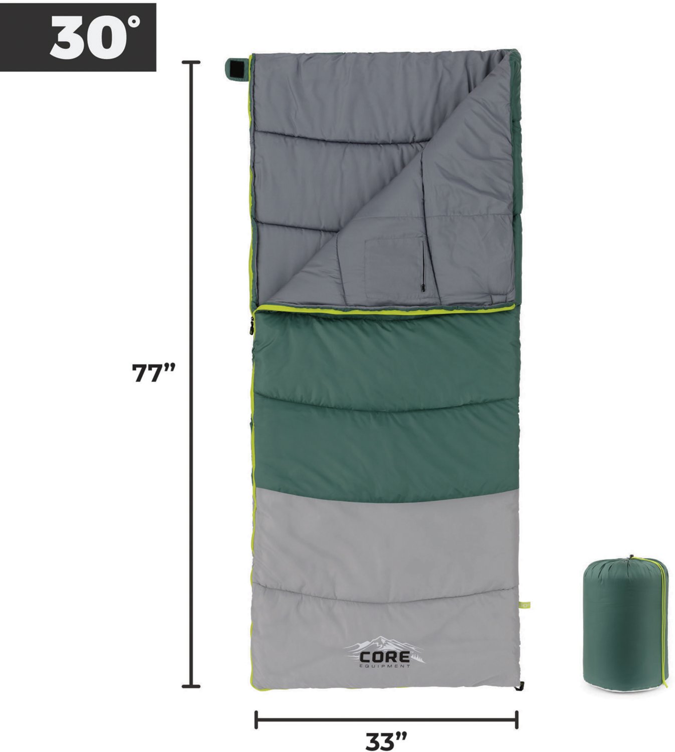 CORE Equipment 30F Rectangle Sleeping Bag - view number 2