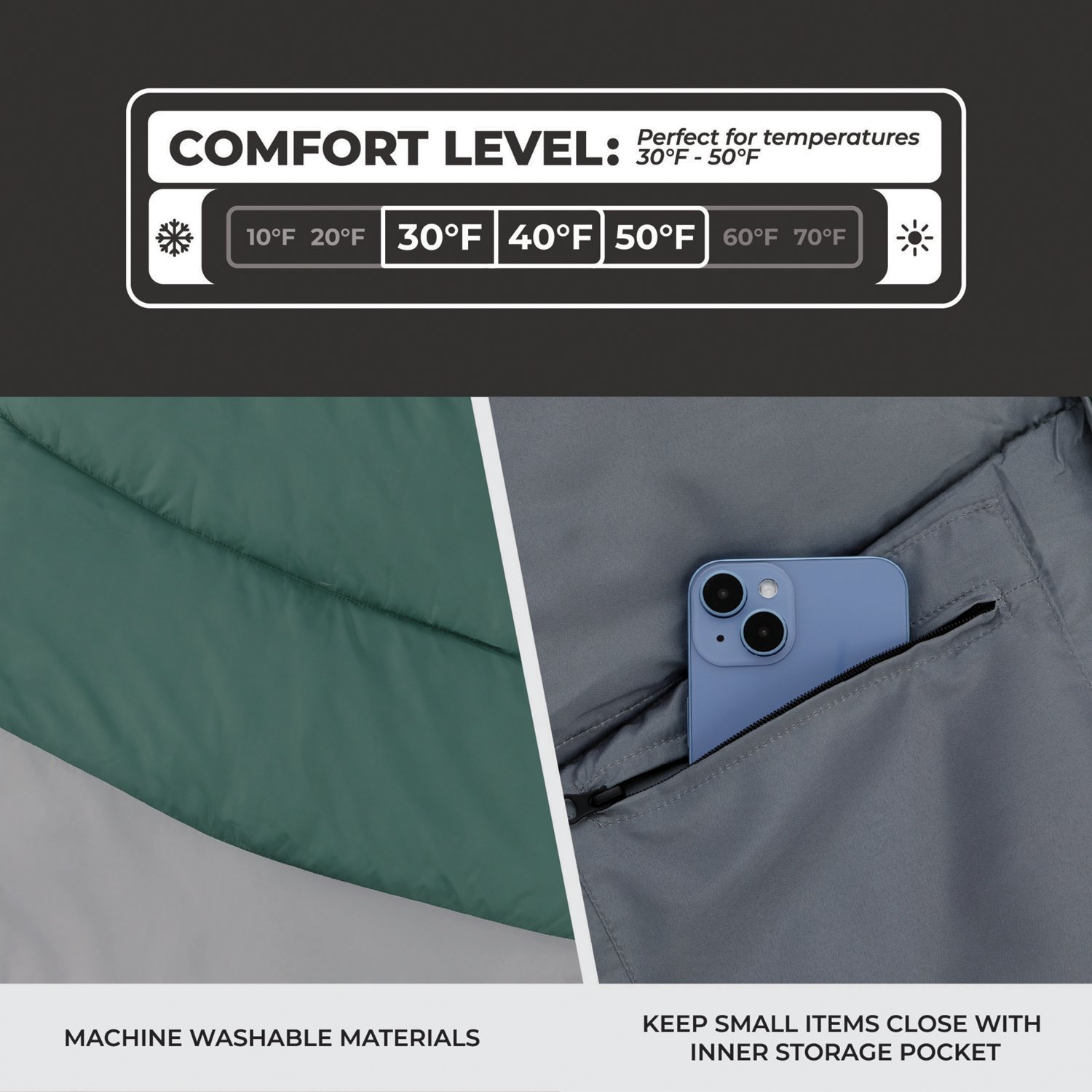 CORE Equipment 30F Rectangle Sleeping Bag - view number 3