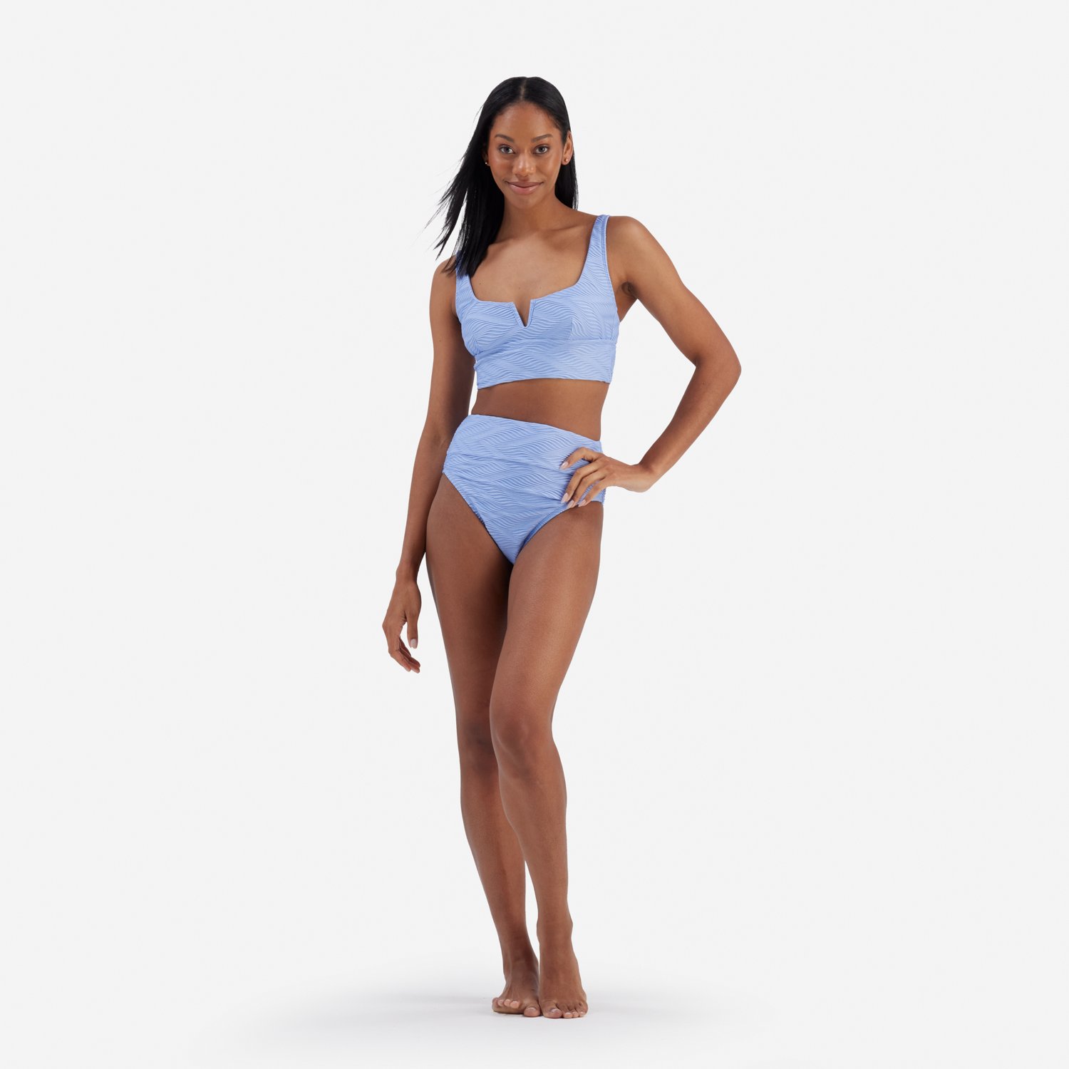 Freely Women's Wavy Baby Rib V Wire Cropped Swim Tankini - view number 2