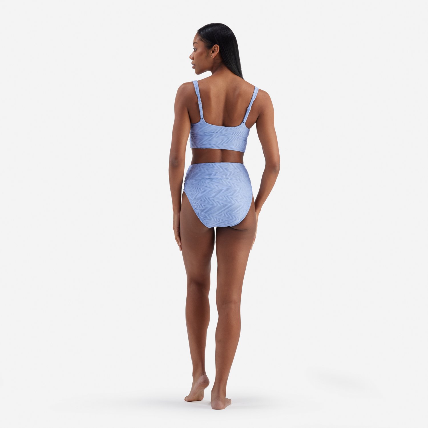 Freely Women's Wavy Baby Rib V Wire Cropped Swim Tankini - view number 3