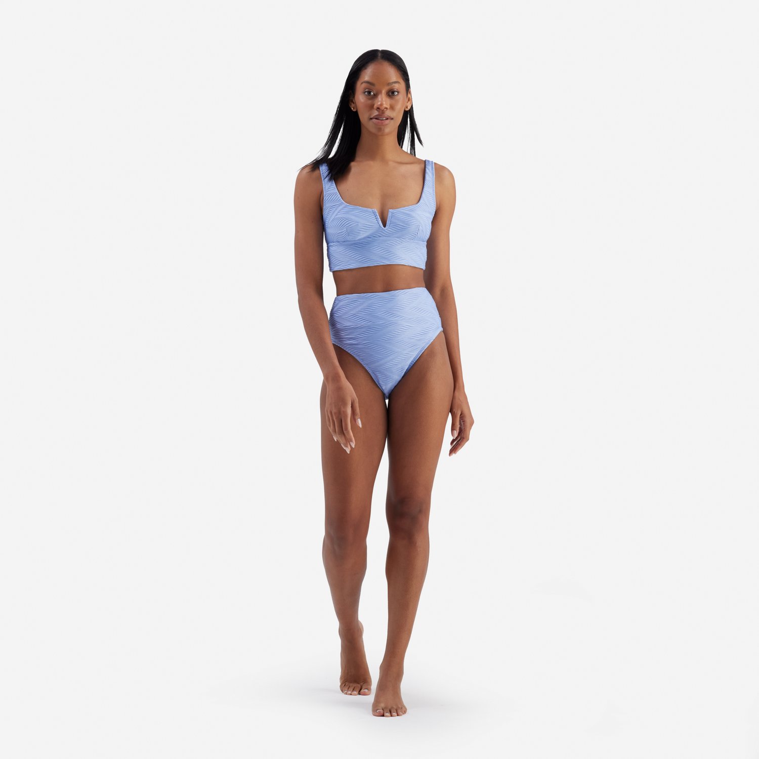 Freely Women's Wavy Baby Rib Banded High Waist Swim Briefs                                                                       - view number 2
