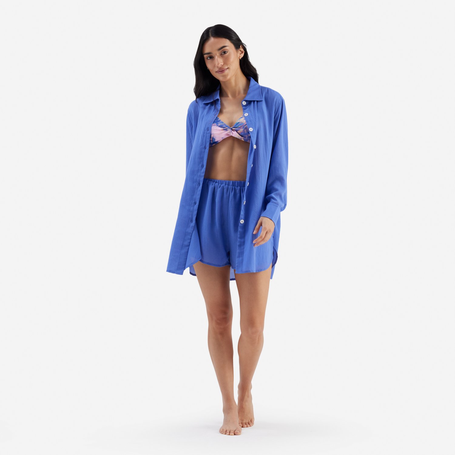 Freely Women's Solid Boyfriend Cover Up Swim Shirt                                                                               - view number 2