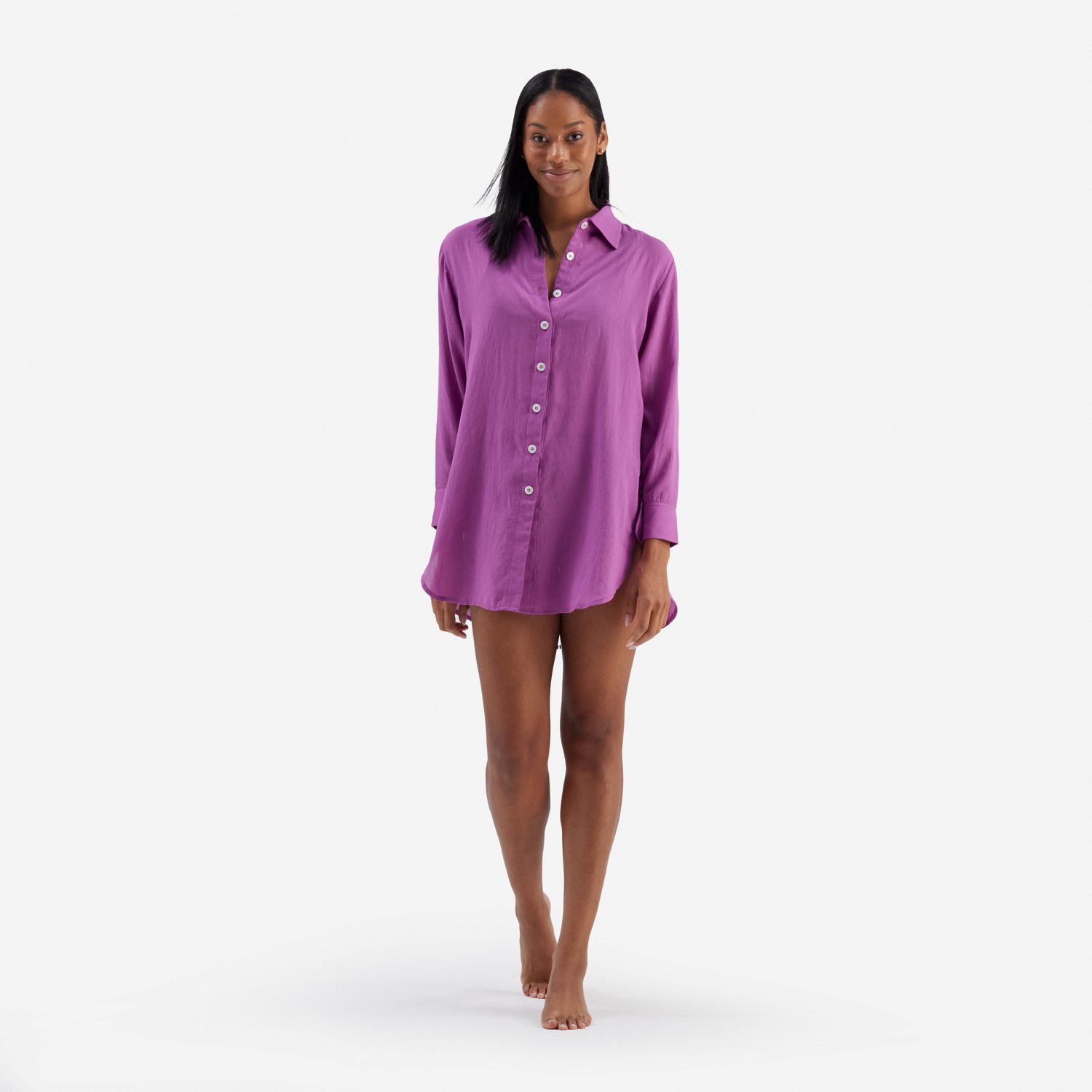 Freely Women's Solid Boyfriend Cover Up Swim Shirt                                                                               - view number 2