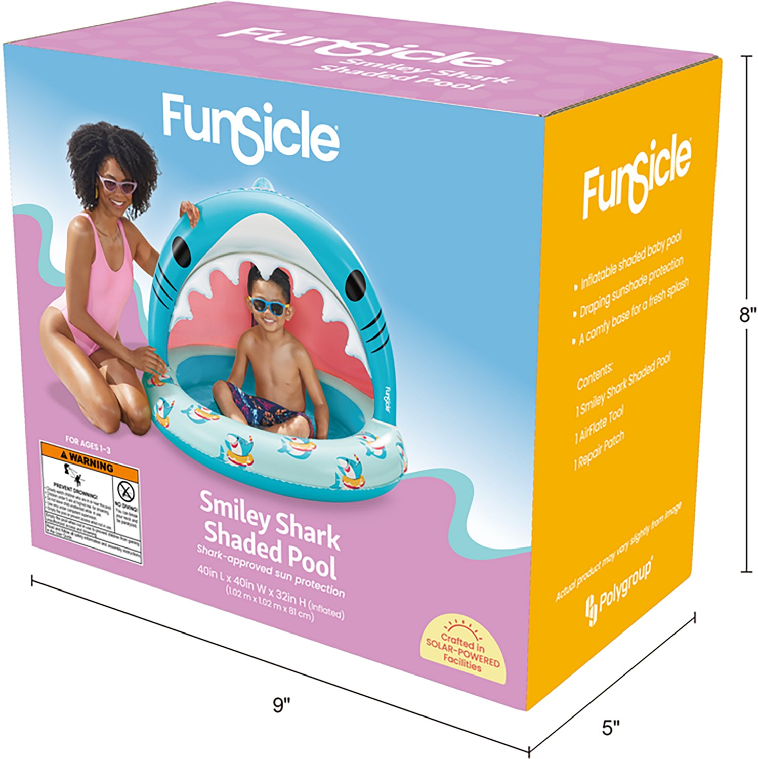 Funsicle Smiley Shark 3.3 ft Inflatable Shaded Pool - view number 6